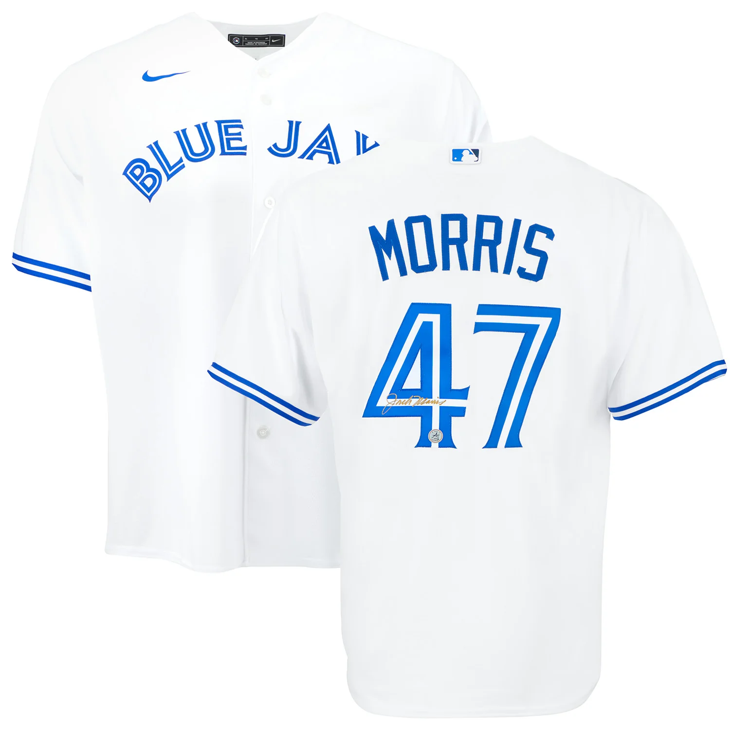 Jack Morris Autographed Toronto Blue Jays White Nike Baseball Jersey - Image 3