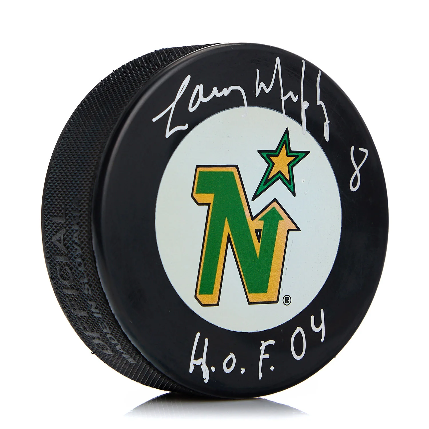 Larry Murphy Signed Minnesota North Stars Hockey Puck with HOF Note
