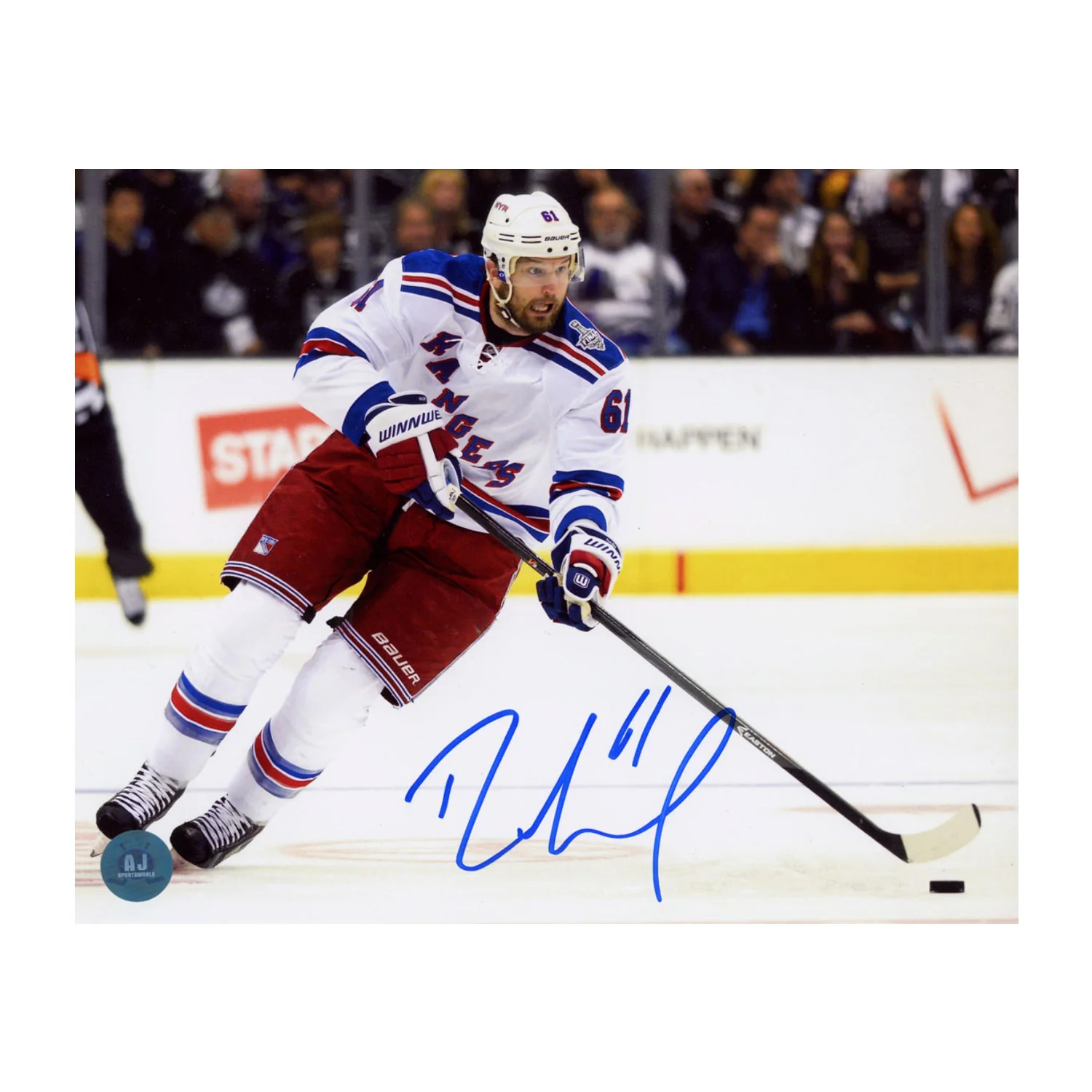 Rick Nash Autographed New York Rangers Stickhandling 8x10 Photo