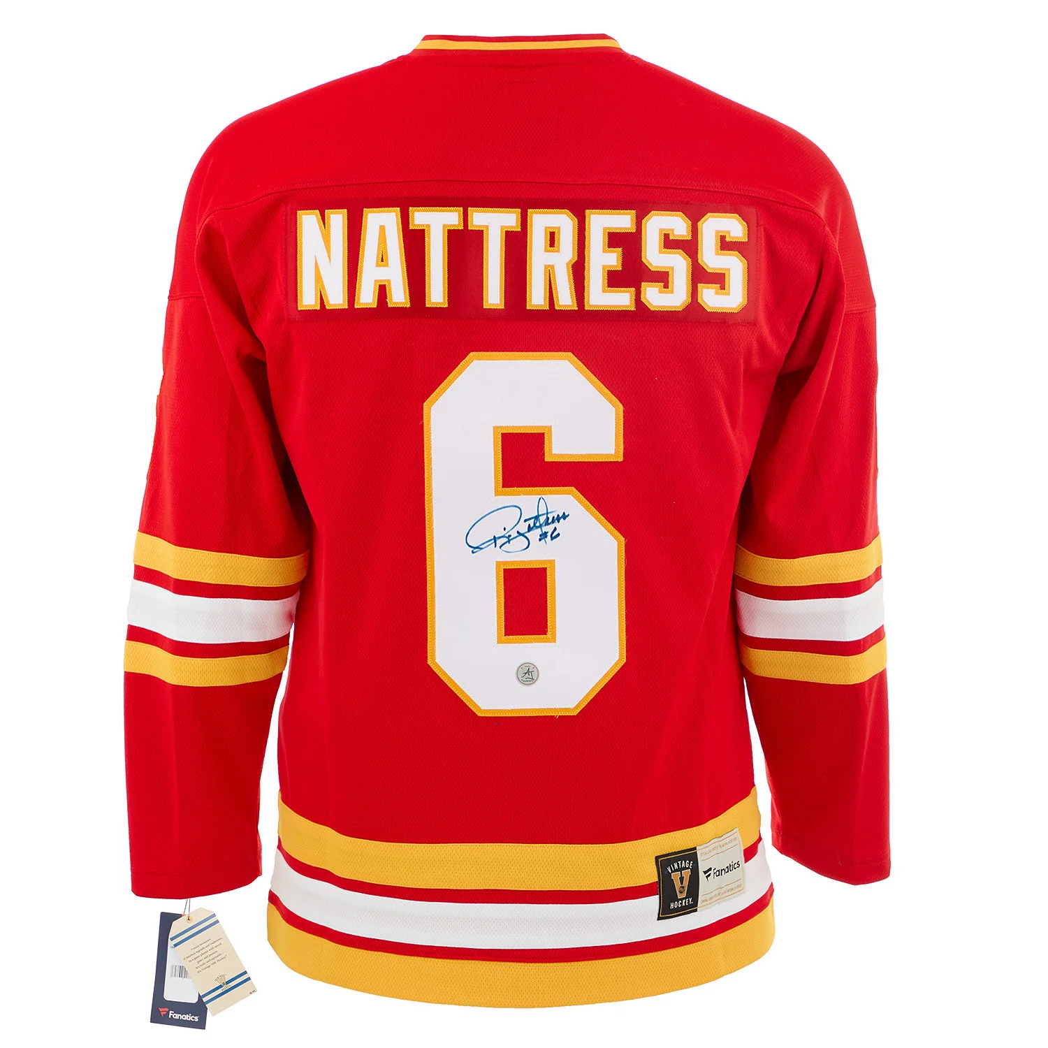 Ric Nattress Autographed Calgary Flames Fanatics Throwback Jersey