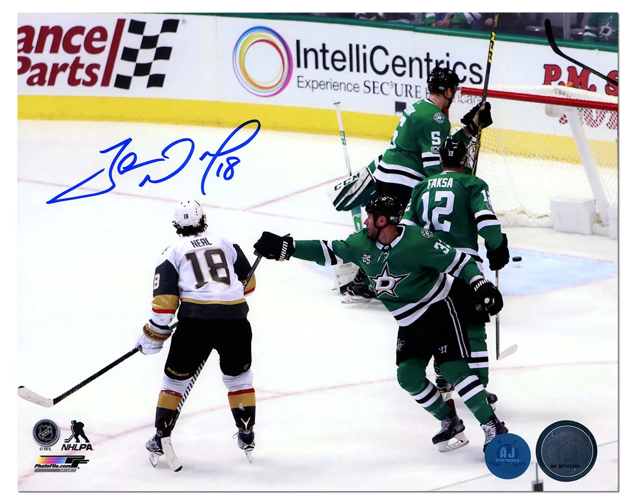 James Neal Signed Vegas Golden Knights Franchise First Goal 8x10 Photo
