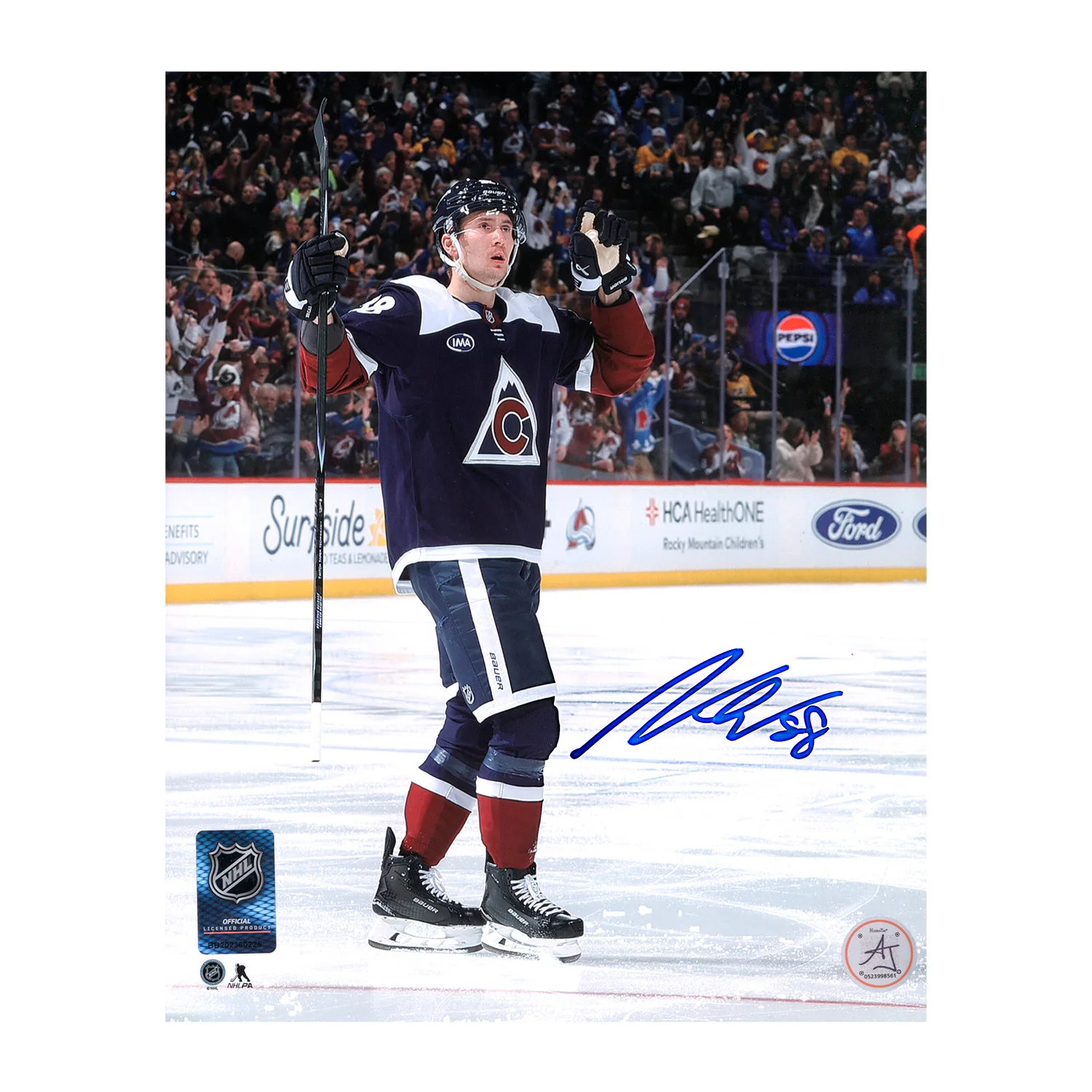 Martin Necas Autographed Colorado Avalanche Goal Celebration 8x10 Photo