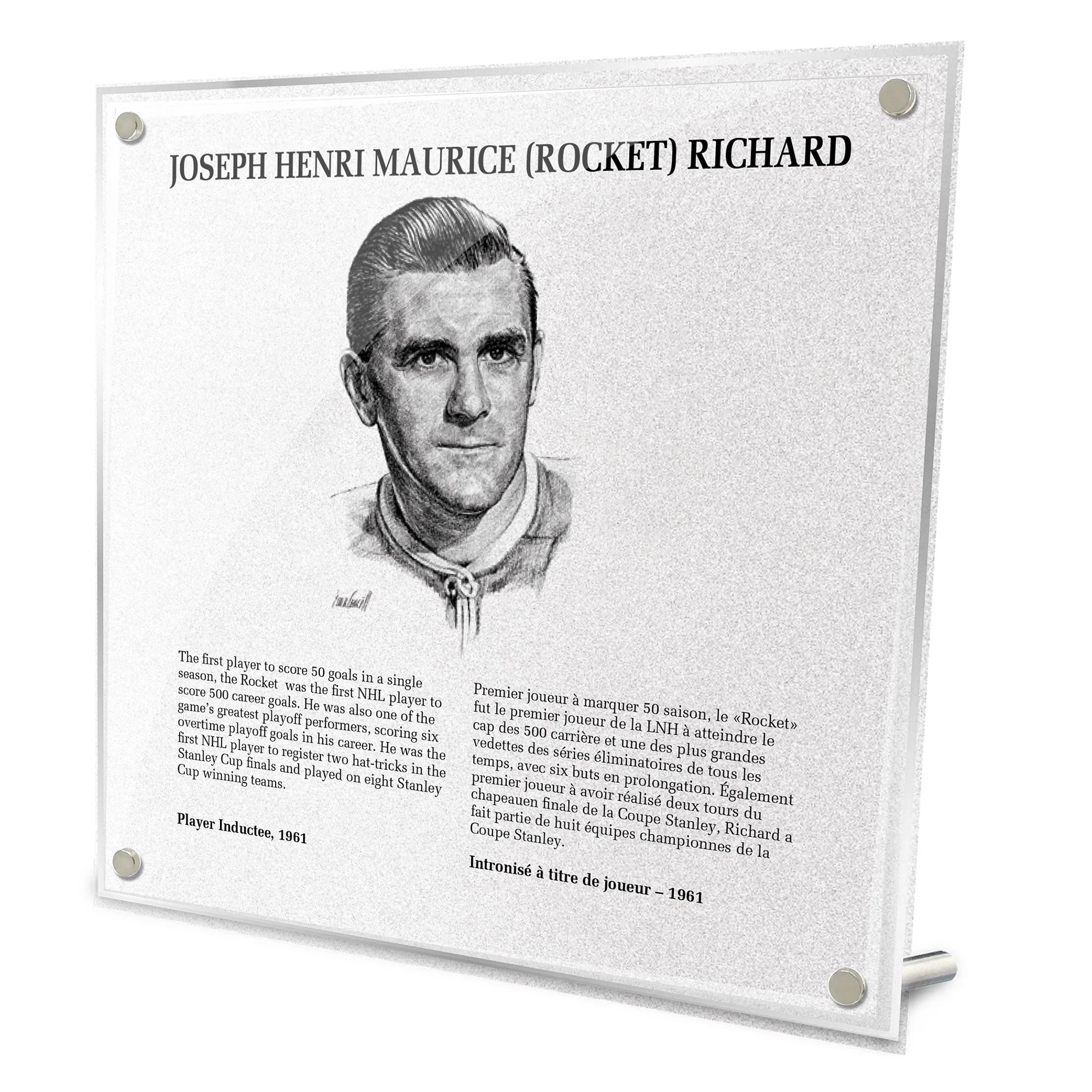 Maurice Richard Replica Hockey Hall of Fame Plaque