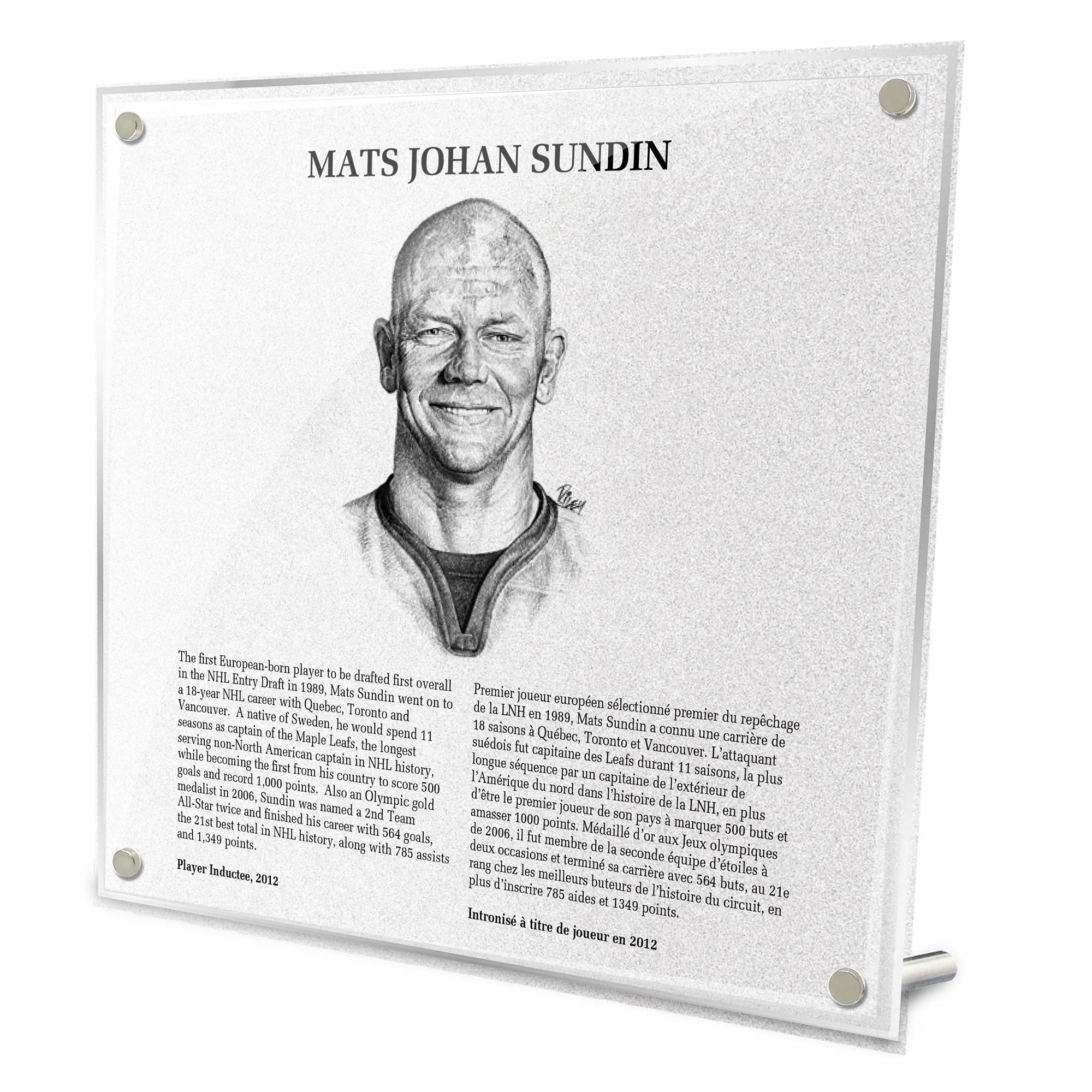 Mats Sundin Replica Hockey Hall of Fame Plaque