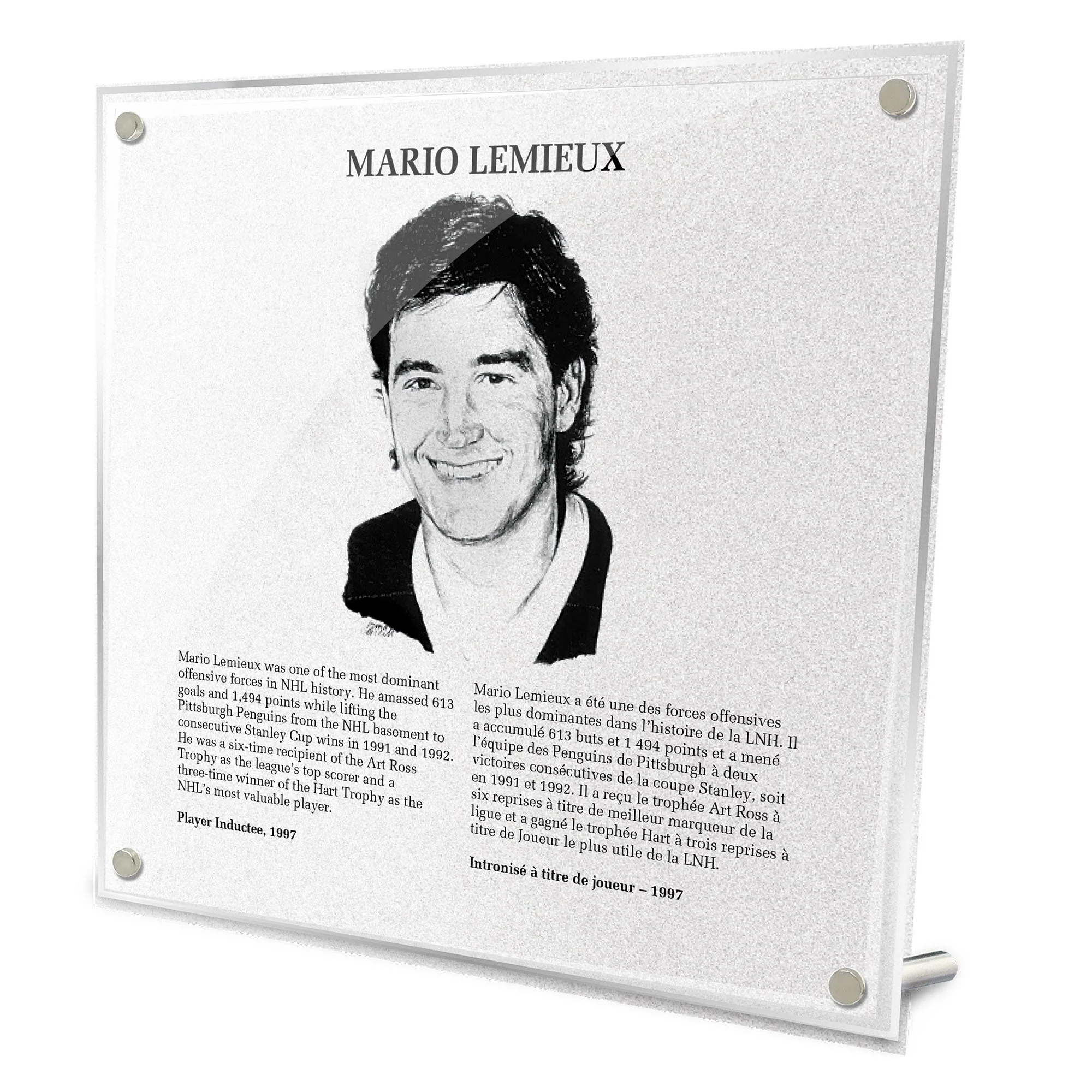 Mario Lemieux Replica Hockey Hall of Fame Plaque