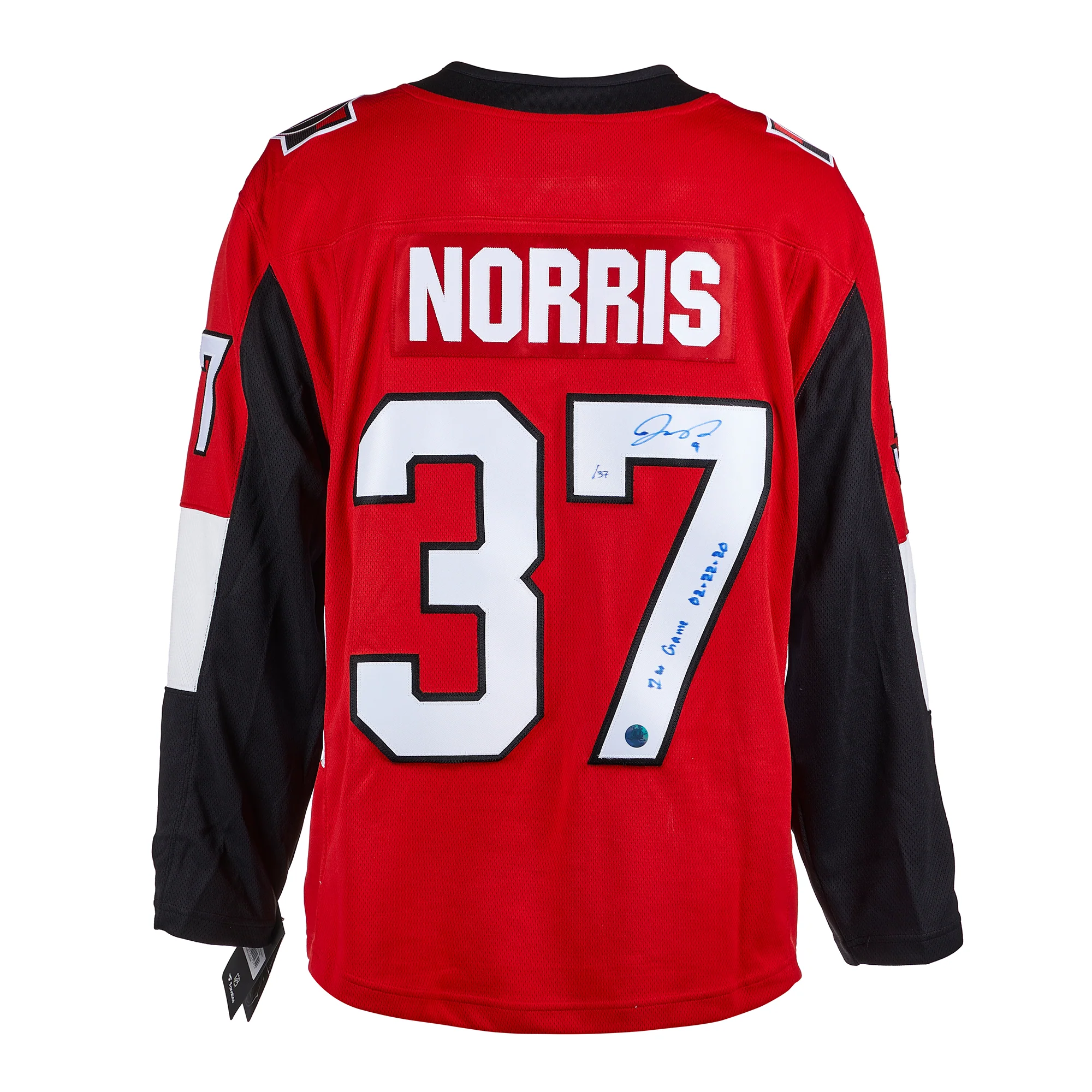 Josh Norris Ottawa Senators Signed & Dated 1st Game Fanatics Jersey #/37