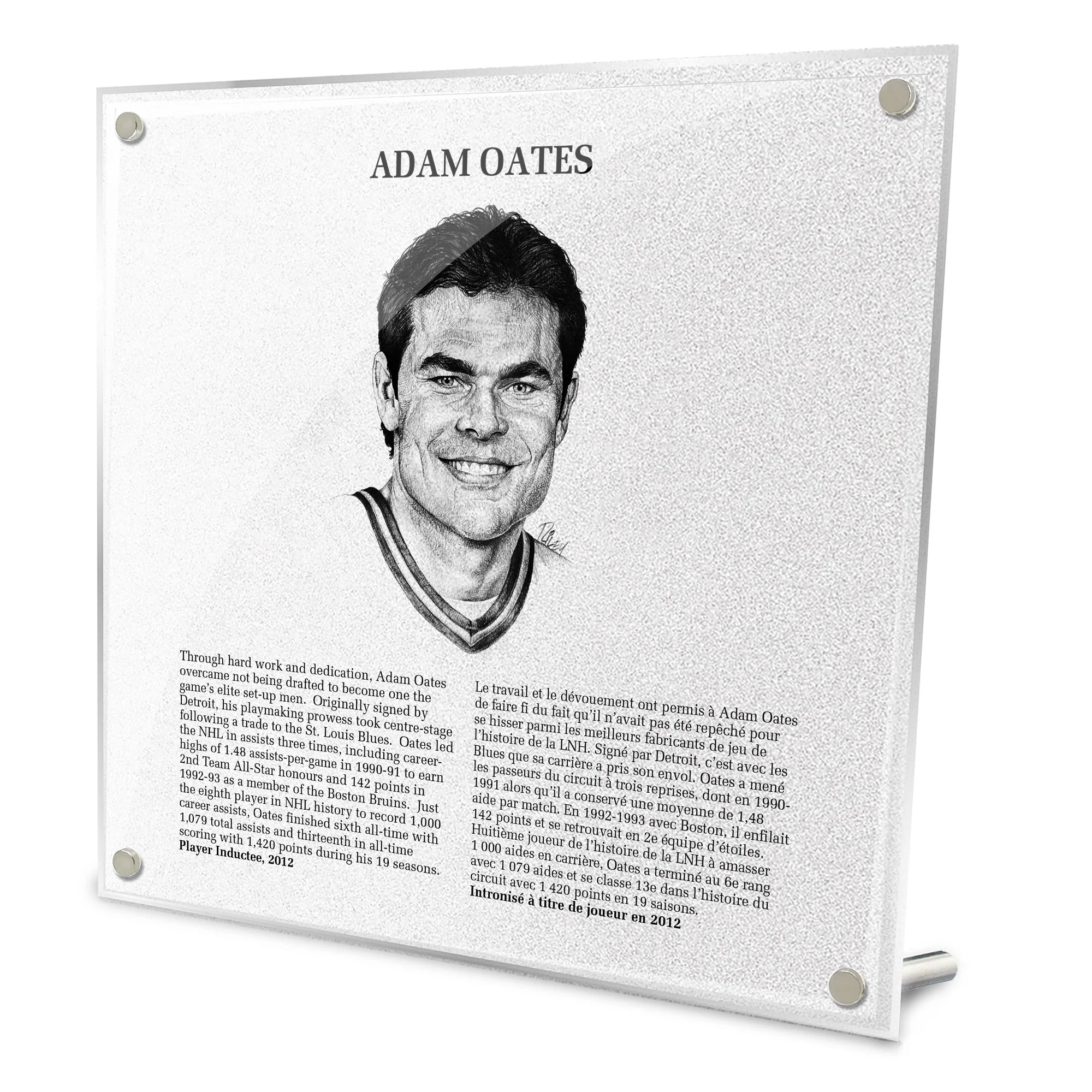 Adam Oates Replica Hockey Hall of Fame Plaque