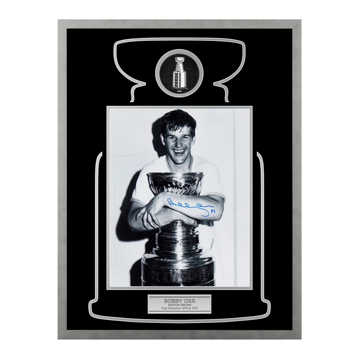 Bobby Orr Signed Boston Bruins Cup Champion 20x26 Frame