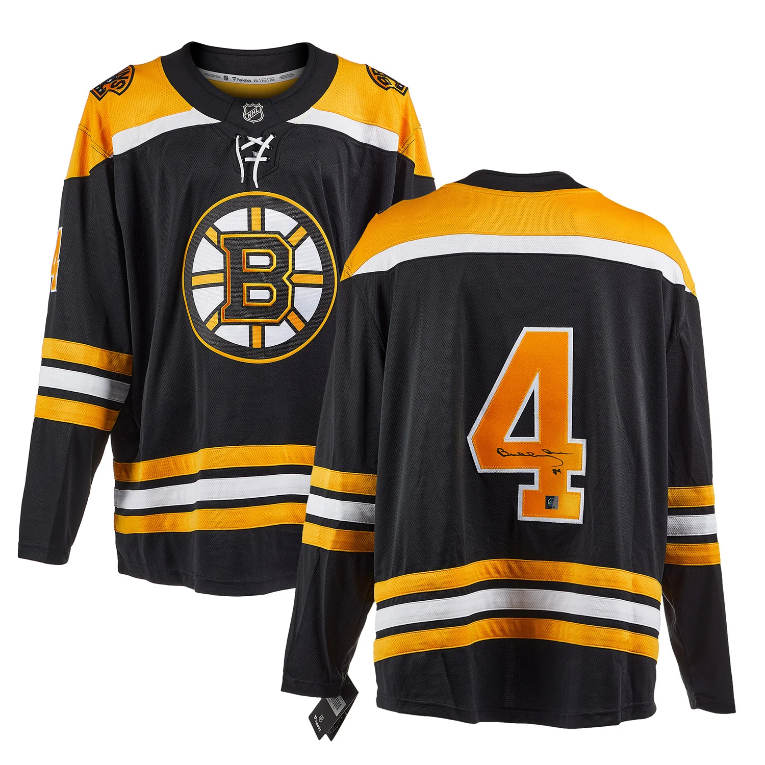 Bobby Orr Autographed Boston Bruins Black Fanatics Breakaway Jersey - Image 3