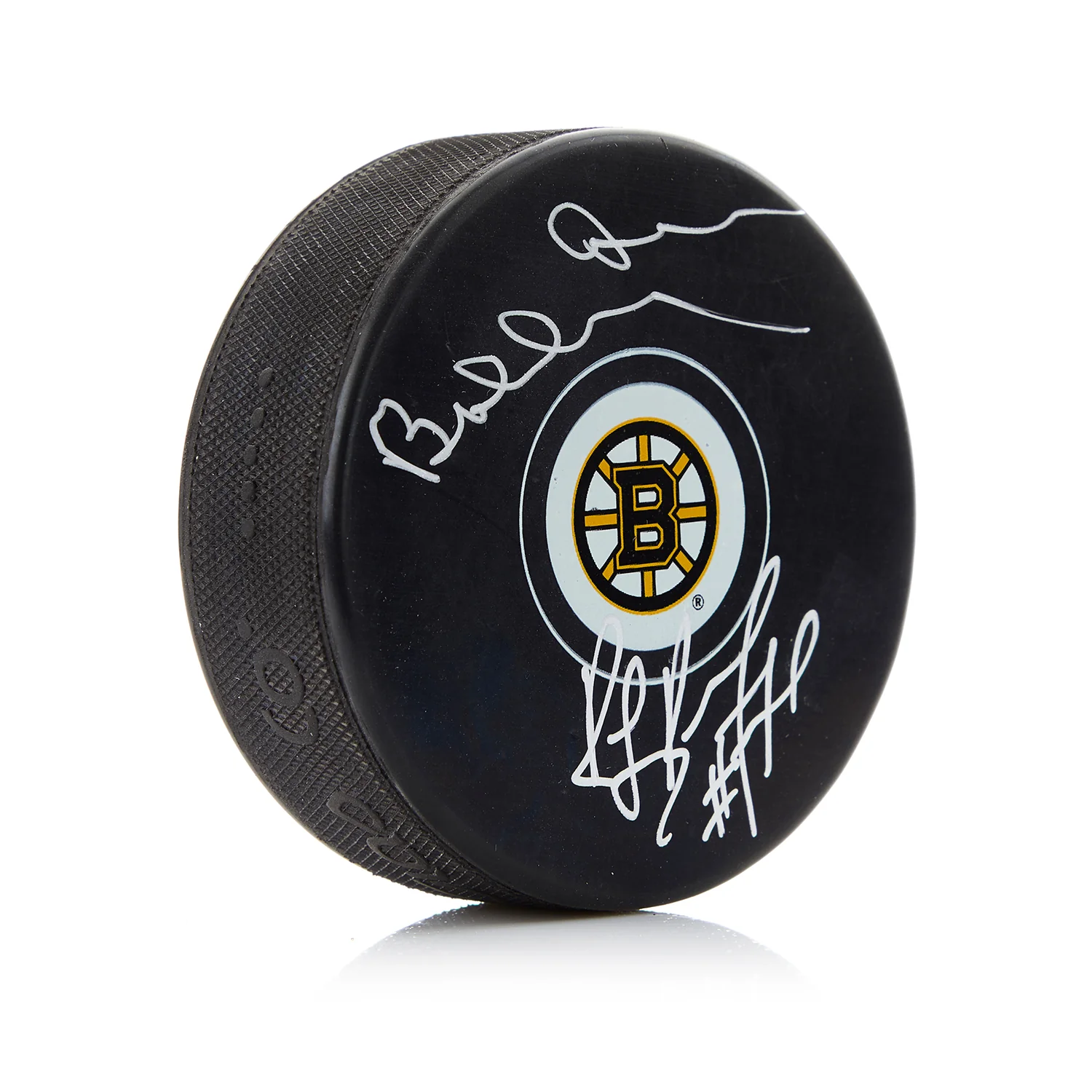 Bobby Orr & Ray Bourque Dual Signed Boston Bruins Puck
