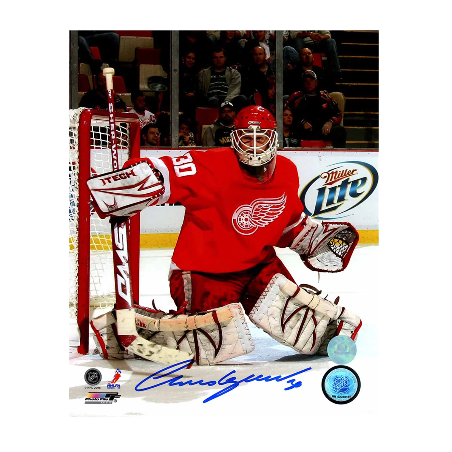 Chris Osgood Autographed Detroit Red Wings Goalie 8x10 Photo