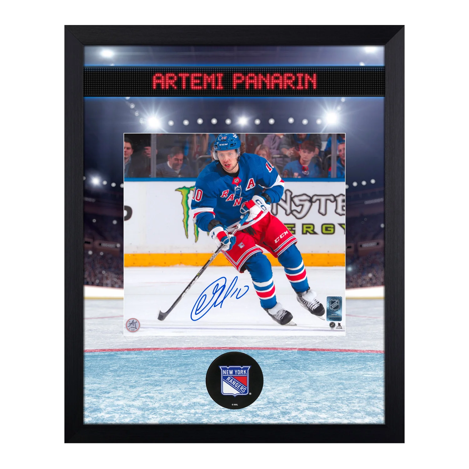 Artemi Panarin Signed New York Rangers Scoreboard Spotlight 19x23 Frame