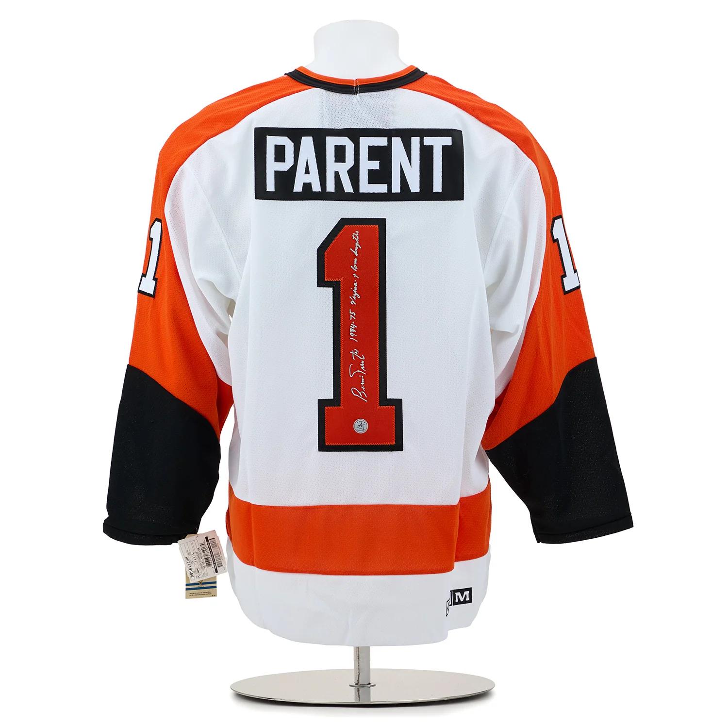 Bernie Parent Signed & Inscribed Philadelphia Flyers White Vintage CCM Jersey