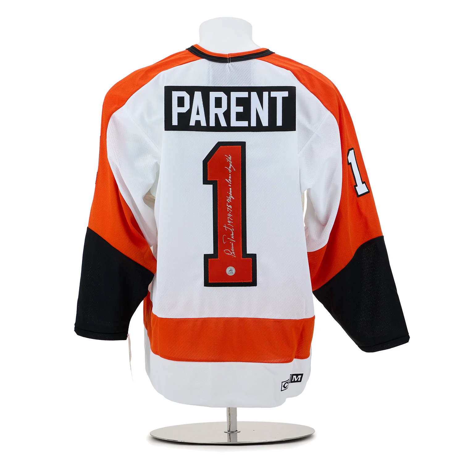 Bernie Parent Signed & Inscribed Philadelphia Flyers White Vintage CCM Jersey