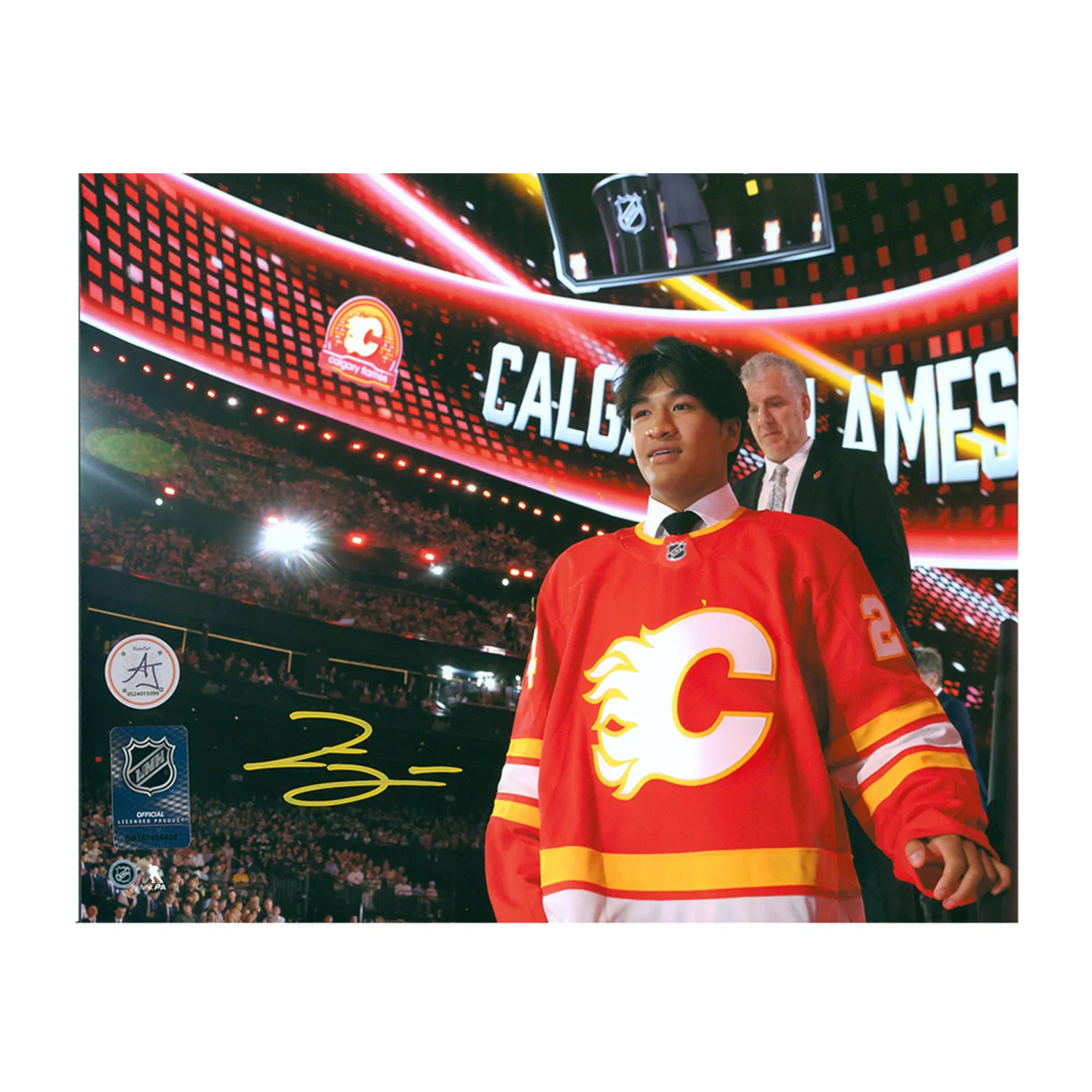 Zayne Parekh Autographed Calgary Flames 2024 NHL Entry Draft 8x10 Photo