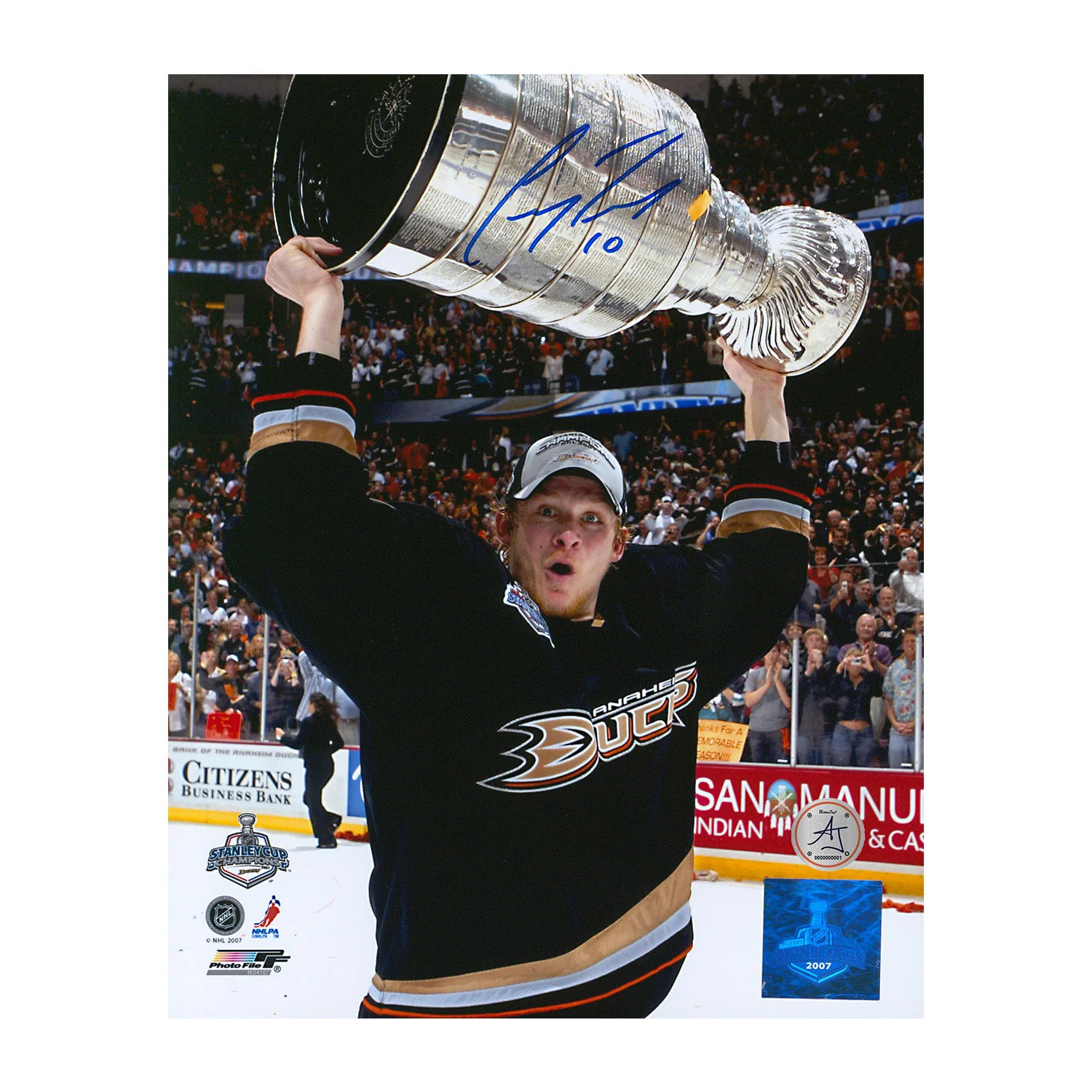 Corey Perry Autographed Anaheim Ducks Stanley Cup 8x10 Photo