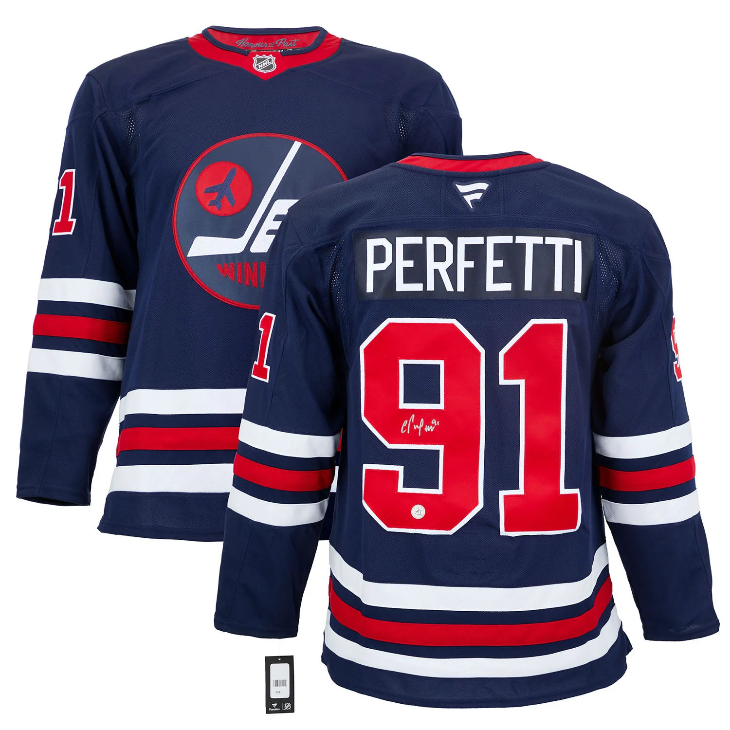 Cole Perfetti Signed Winnipeg Jets Alt Retro Fanatics Premium Jersey - Image 3