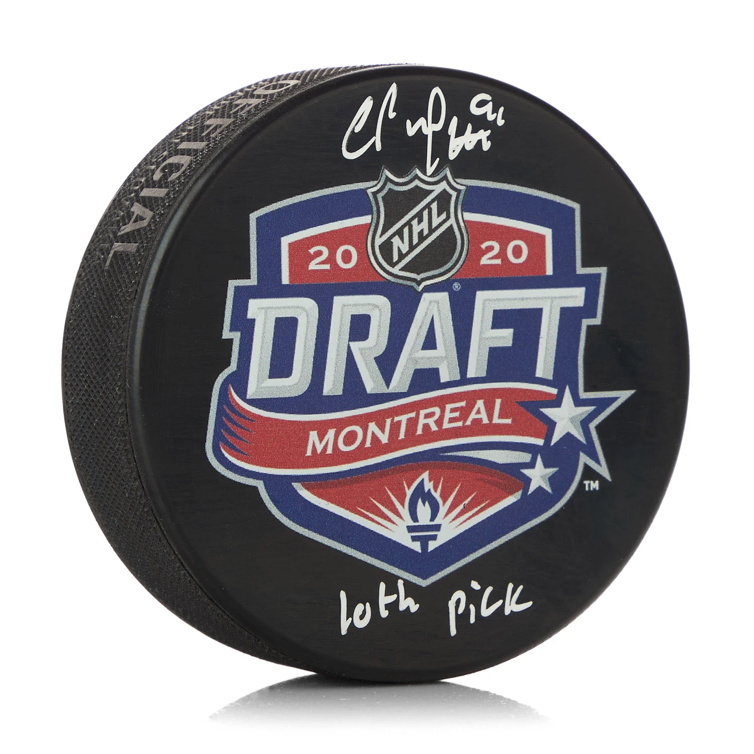 Cole Perfetti Signed 2020 NHL Entry Draft Puck with 10th Pick Note