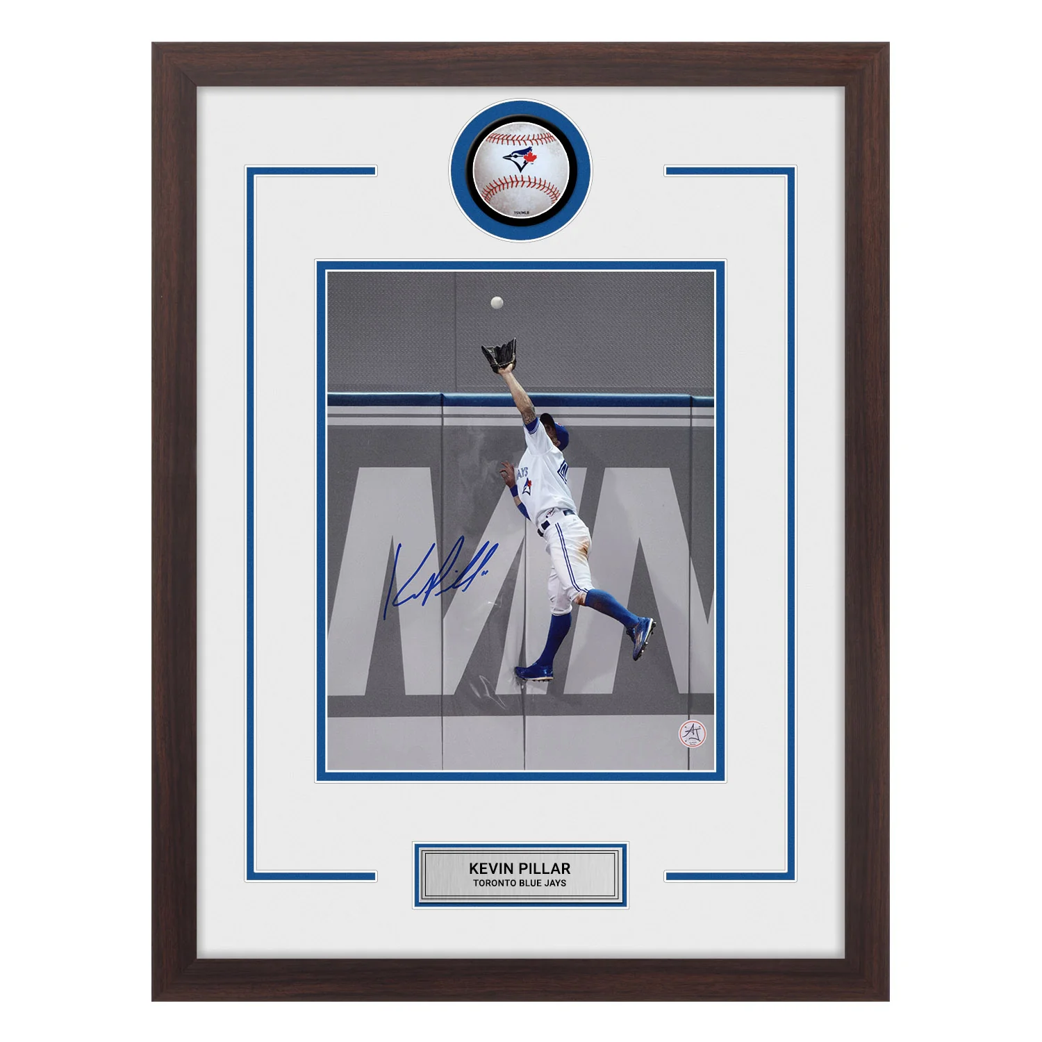 Kevin Pillar Autographed Toronto Blue Jays Baseball Logo 20x26 Frame