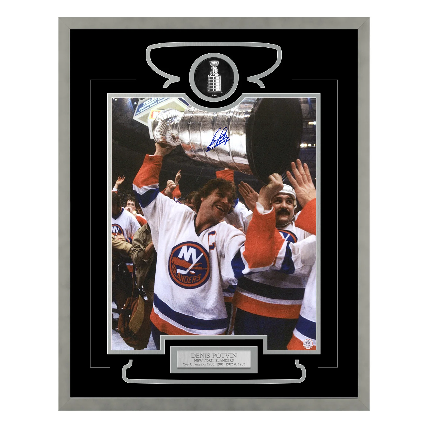 Denis Potvin Signed New York Islanders Cup Champion 26x32 Frame