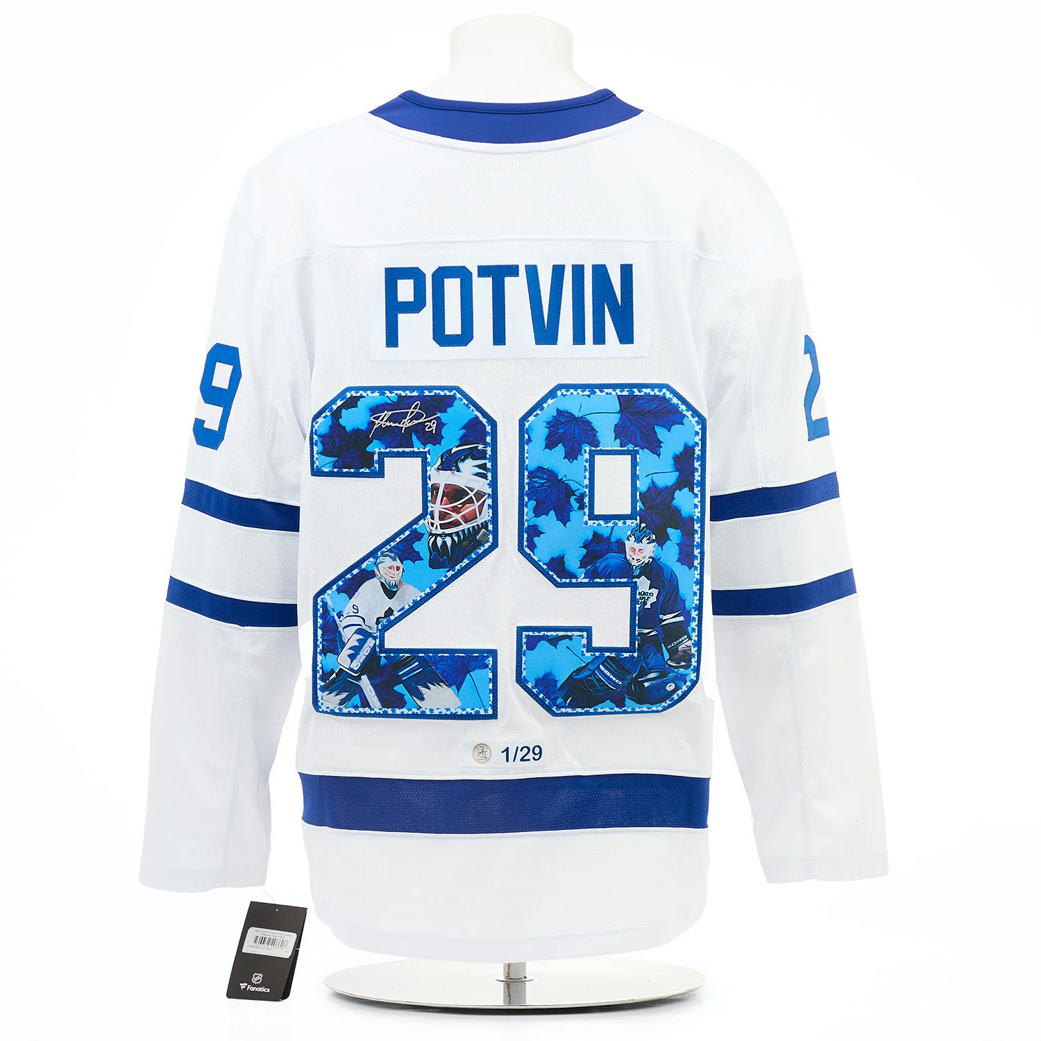 Felix Potvin Signed Toronto Maple Leafs Cat Mask Art Jersey #1/29