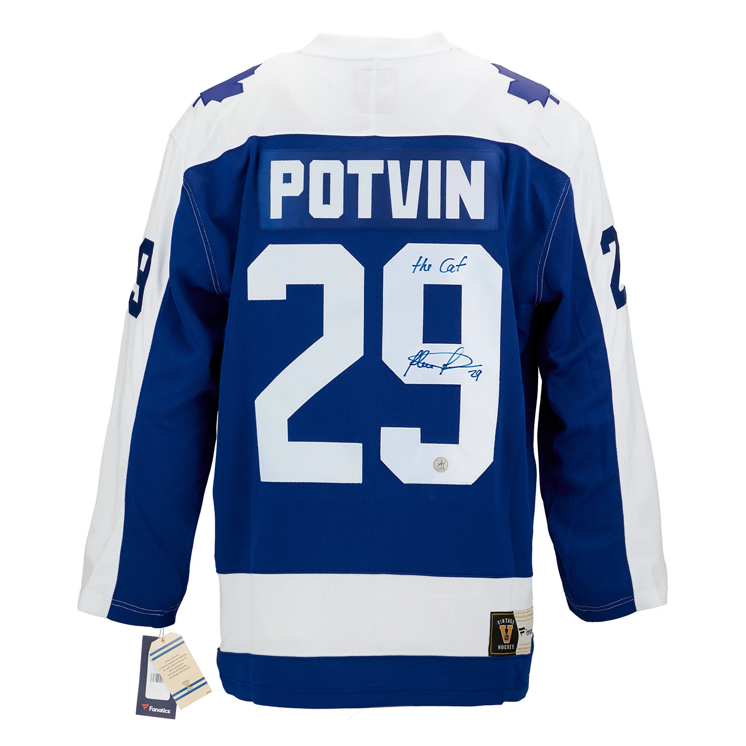 Felix Potvin Signed & Inscribed Toronto Maple Leafs Fanatics Throwback Jersey