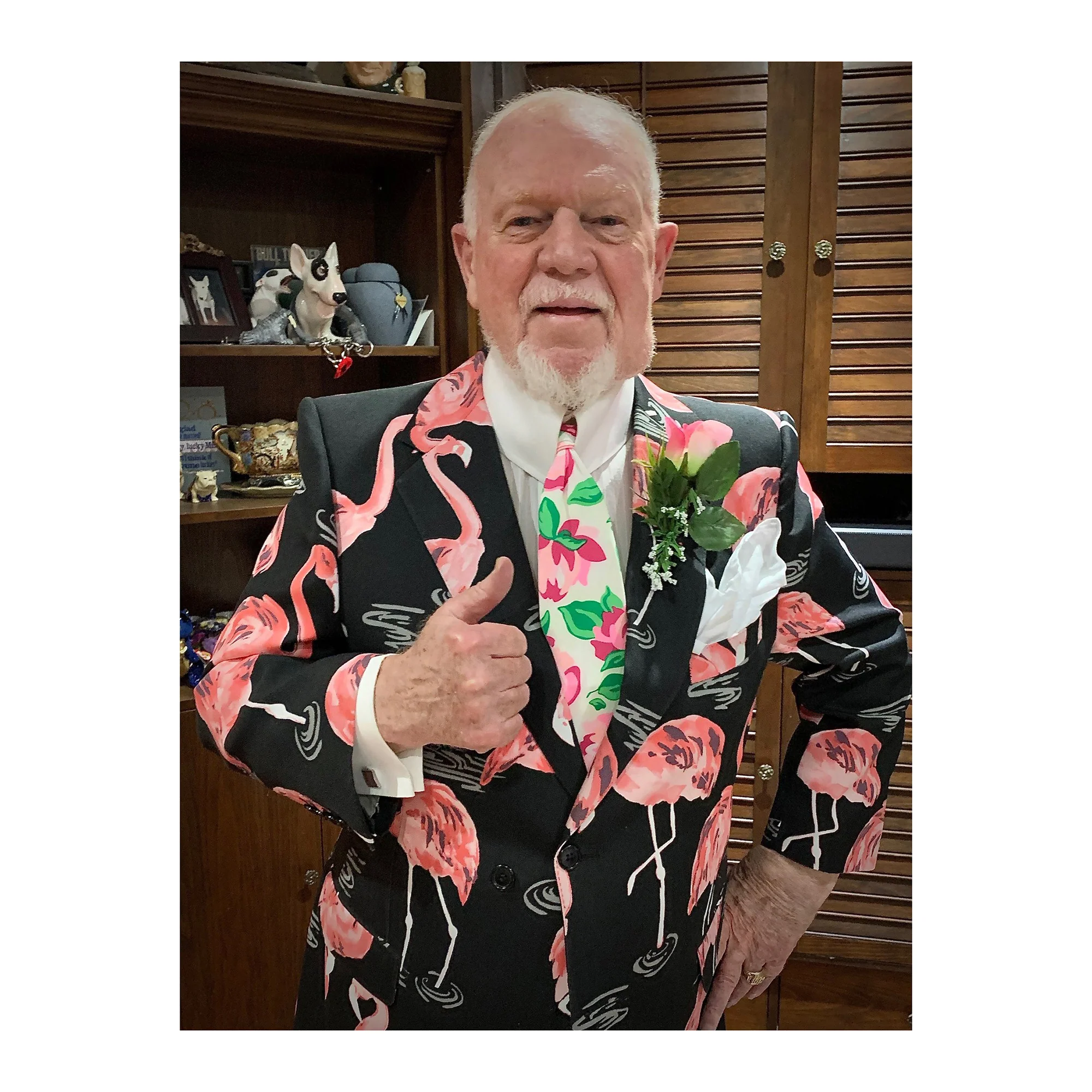 Don Cherry Flamingo Print On Air Worn Jacket Ensemble - Image 2