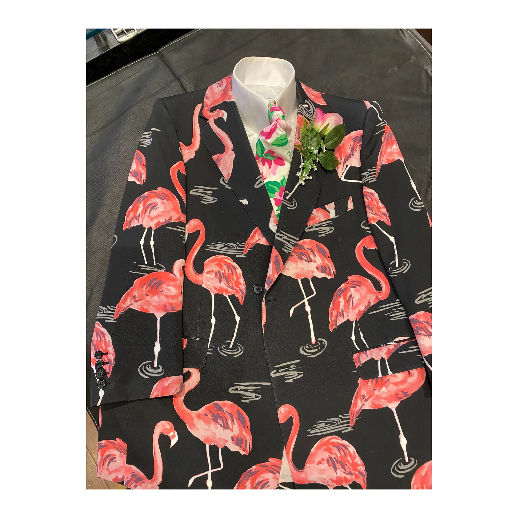 Don Cherry Flamingo Print On Air Worn Jacket Ensemble - Image 6
