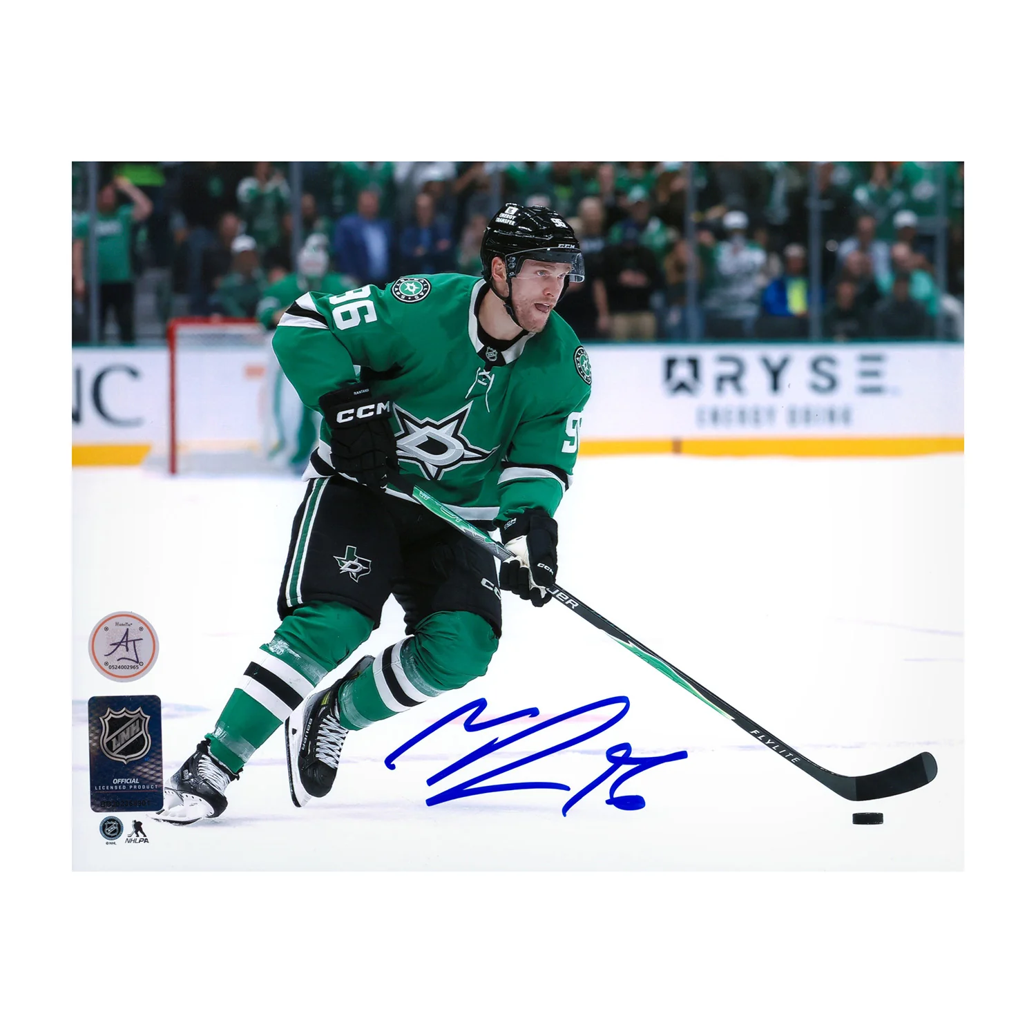 Mikko Rantanen Autographed Dallas Stars Puck Rush 8x10 Photo