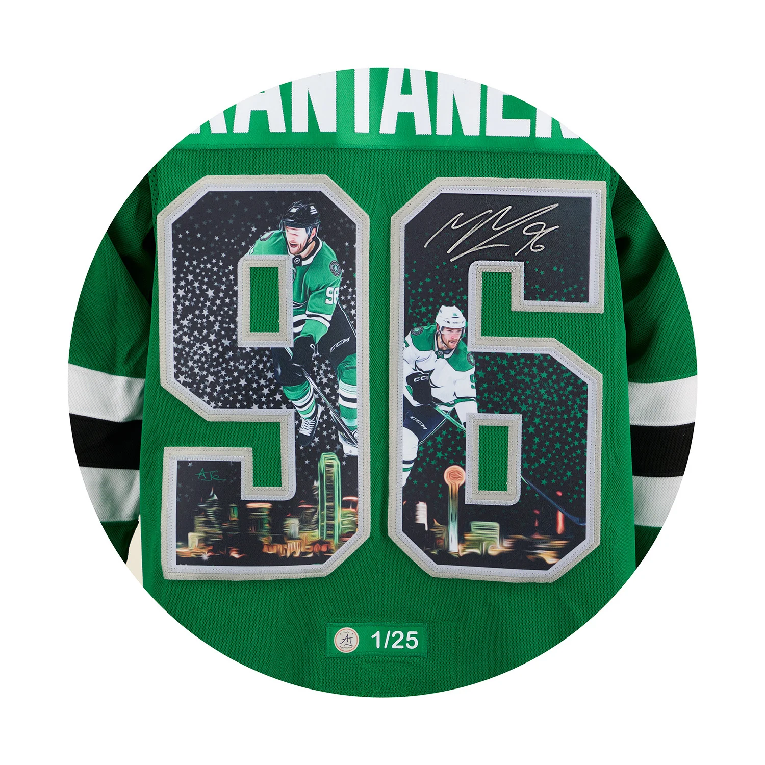 Mikko Rantanen Signed Dallas Stars Night Skyline Art Jersey #1/25 - Image 3