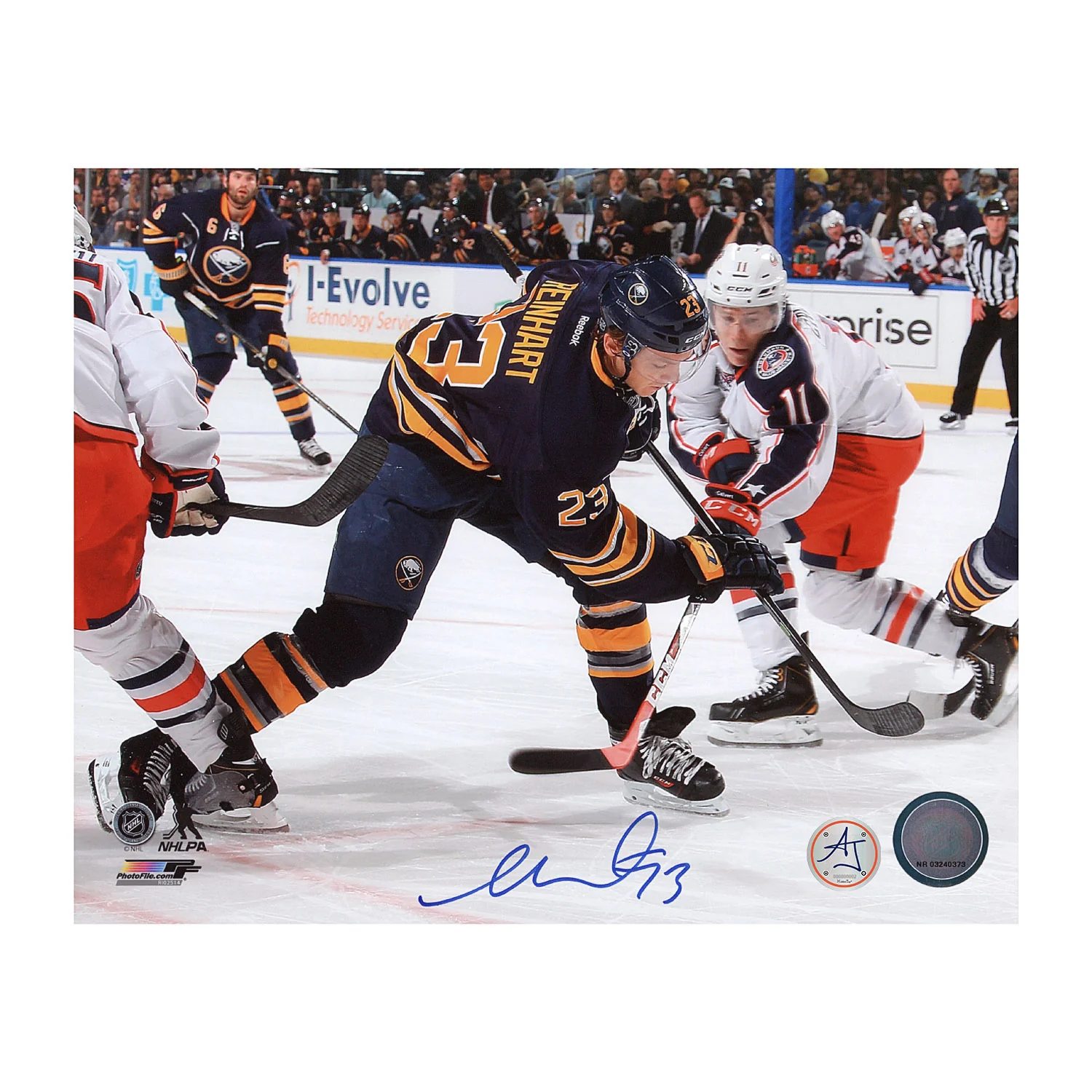 Sam Reinhart Autographed Buffalo Sabres 1st NHL Game 8x10 Photo