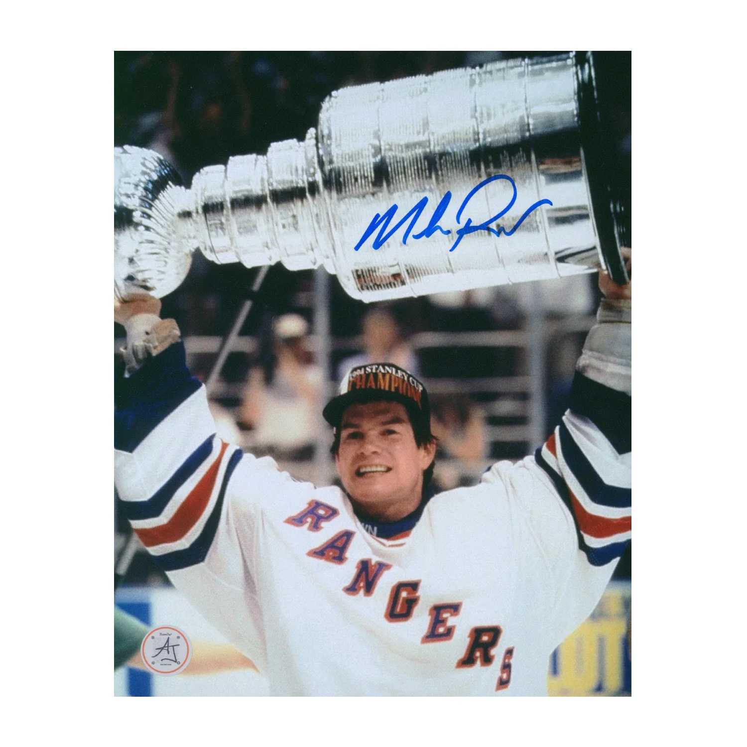 Mike Richter Autographed New York Rangers Stanley Cup 8x10 Photo