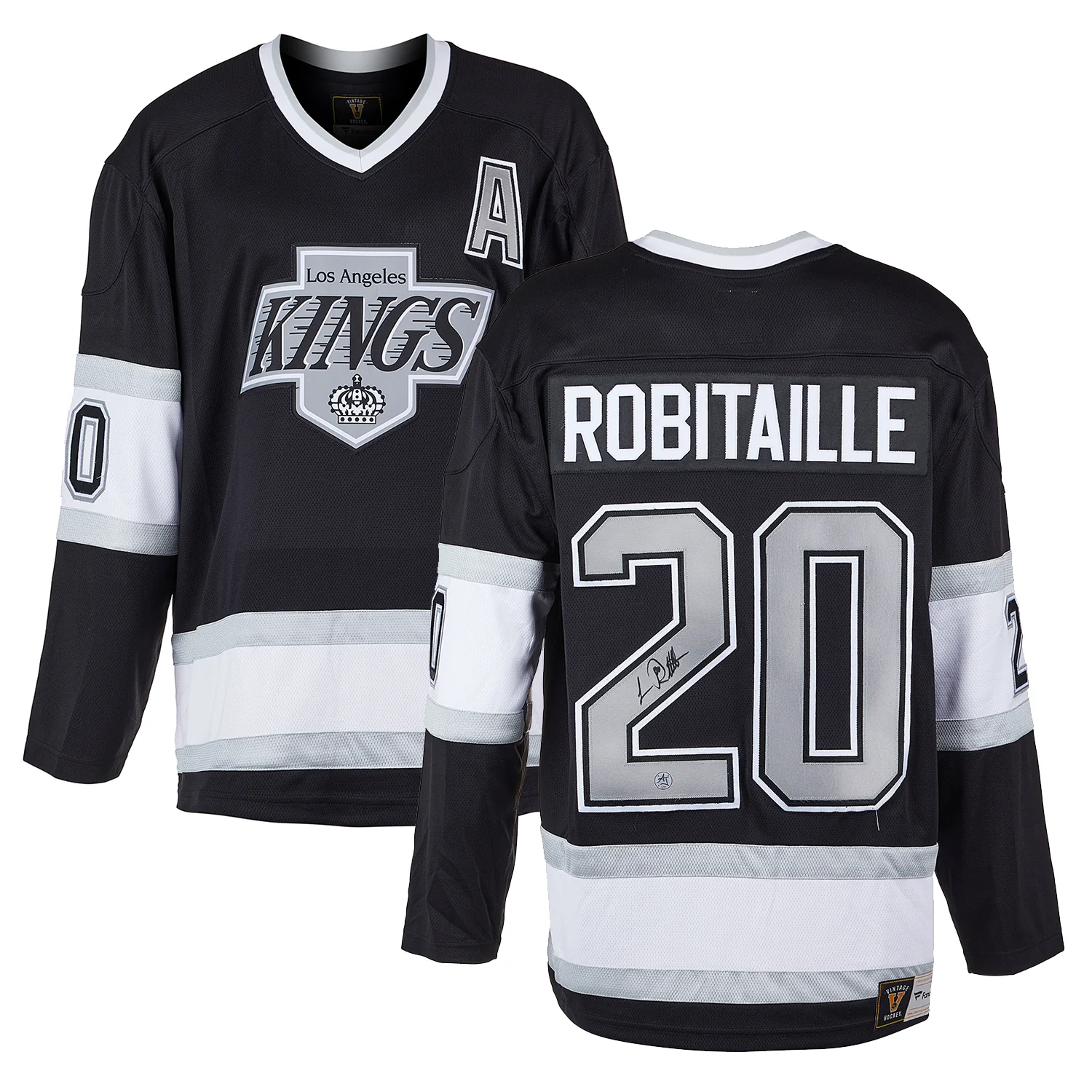 Luc Robitaille Autographed Los Angeles Kings Black Fanatics Throwback Jersey - Image 3