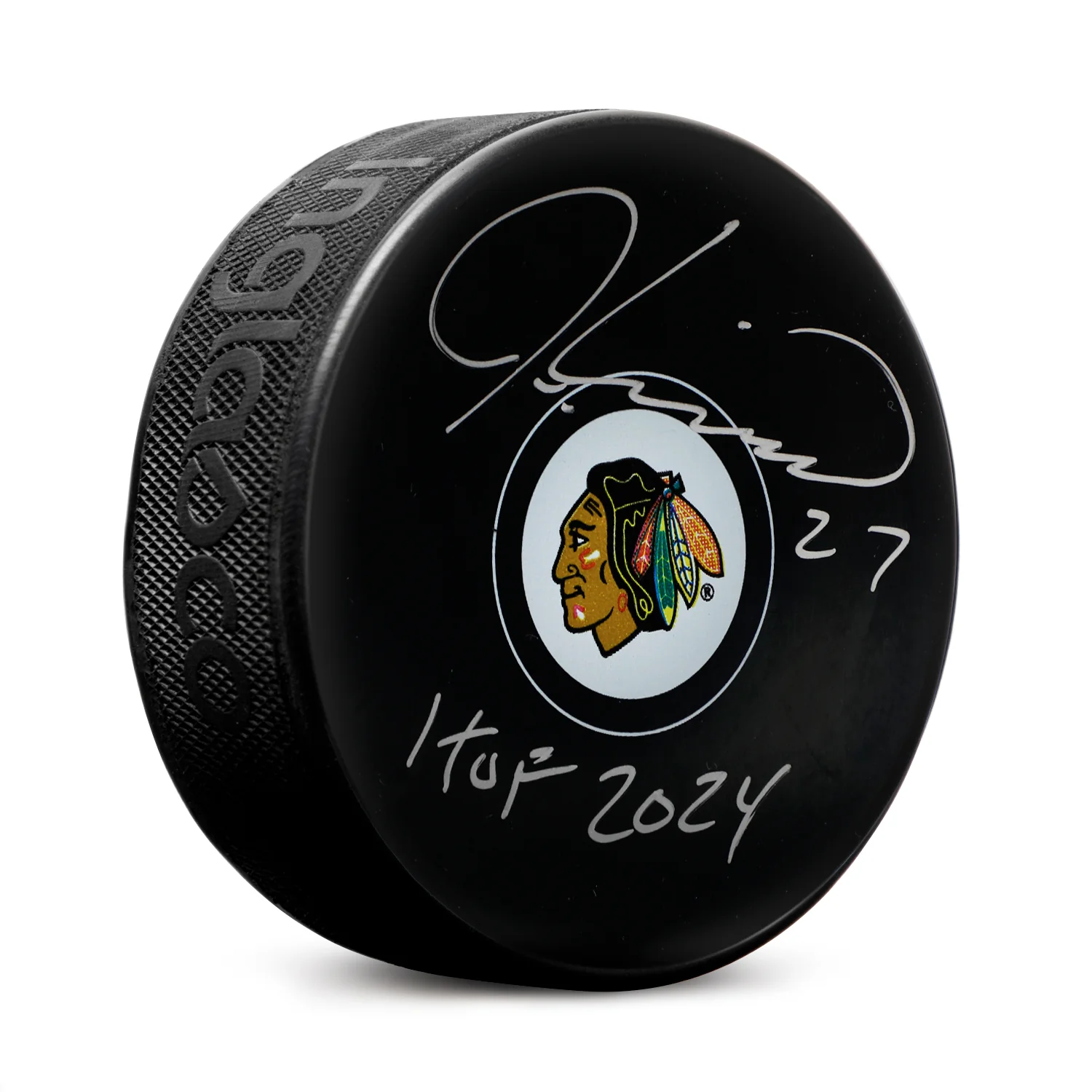 Jeremy Roenick Autographed Chicago Blackhawks Hockey Puck with HOF Note