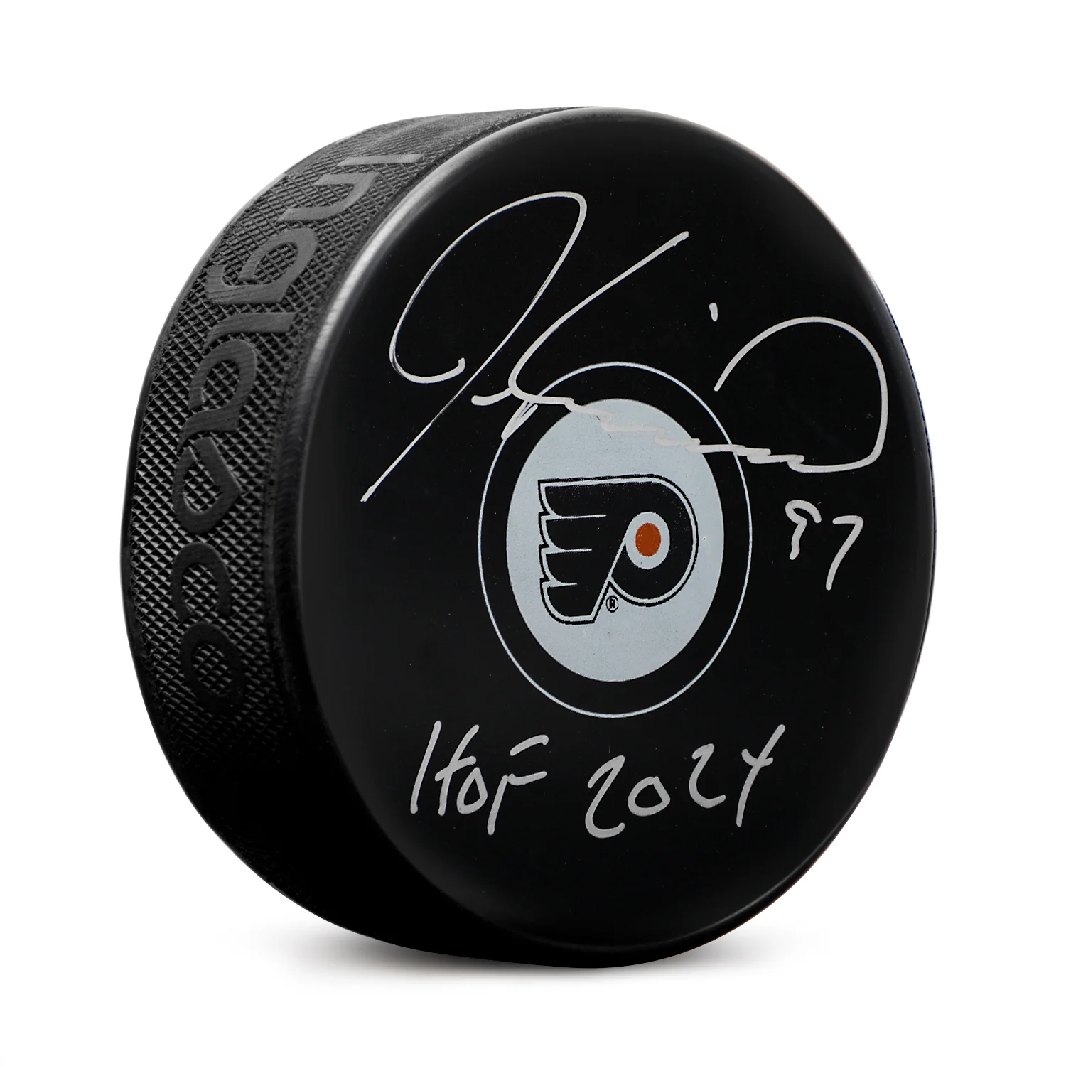 Jeremy Roenick Autographed Philadelphia Flyers Hockey Puck with HOF Note