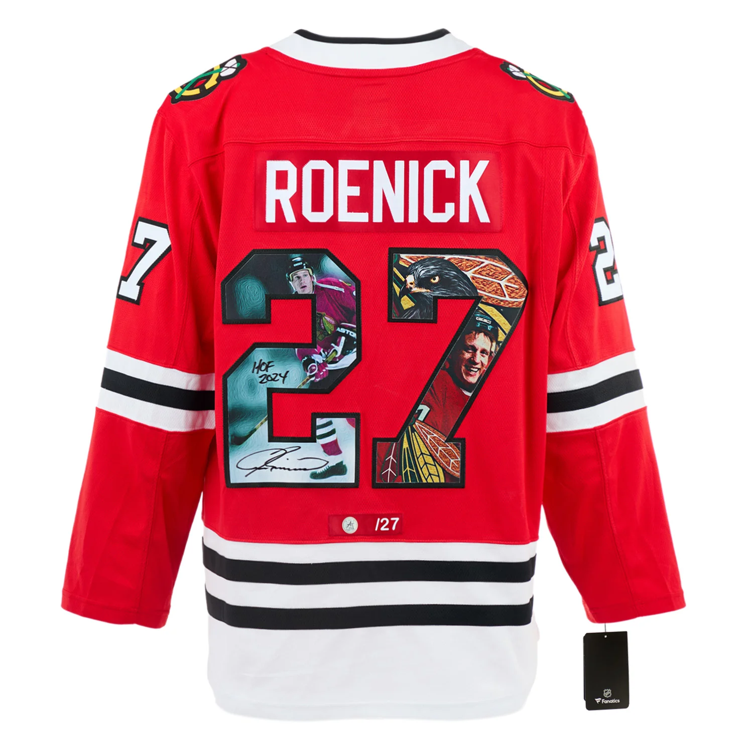 Jeremy Roenick Signed Chicago Blackhawks Graphic Art Fanatics Jersey #/27