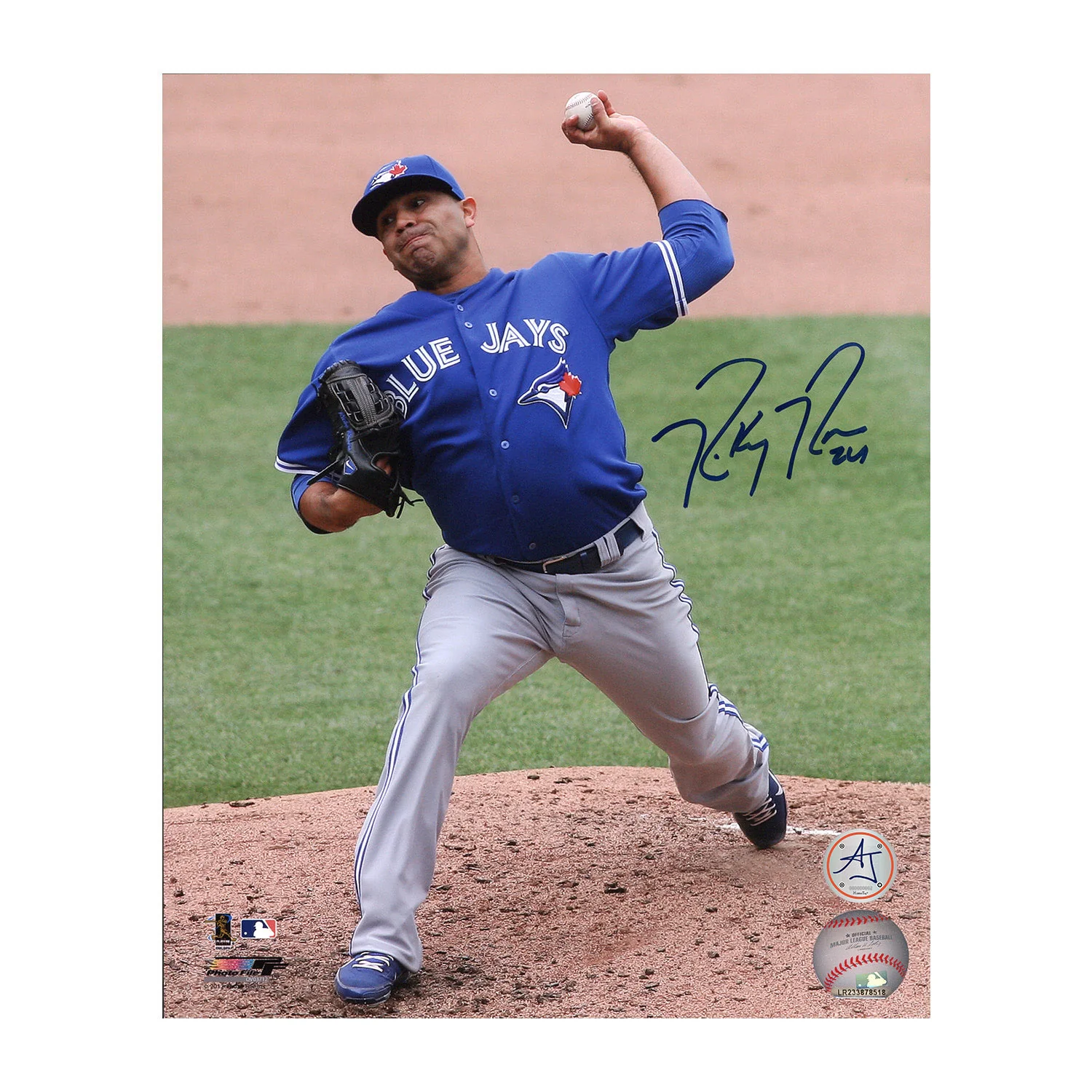 Ricky Romero Autographed Toronto Blue Jays Pitching 8x10 Photo