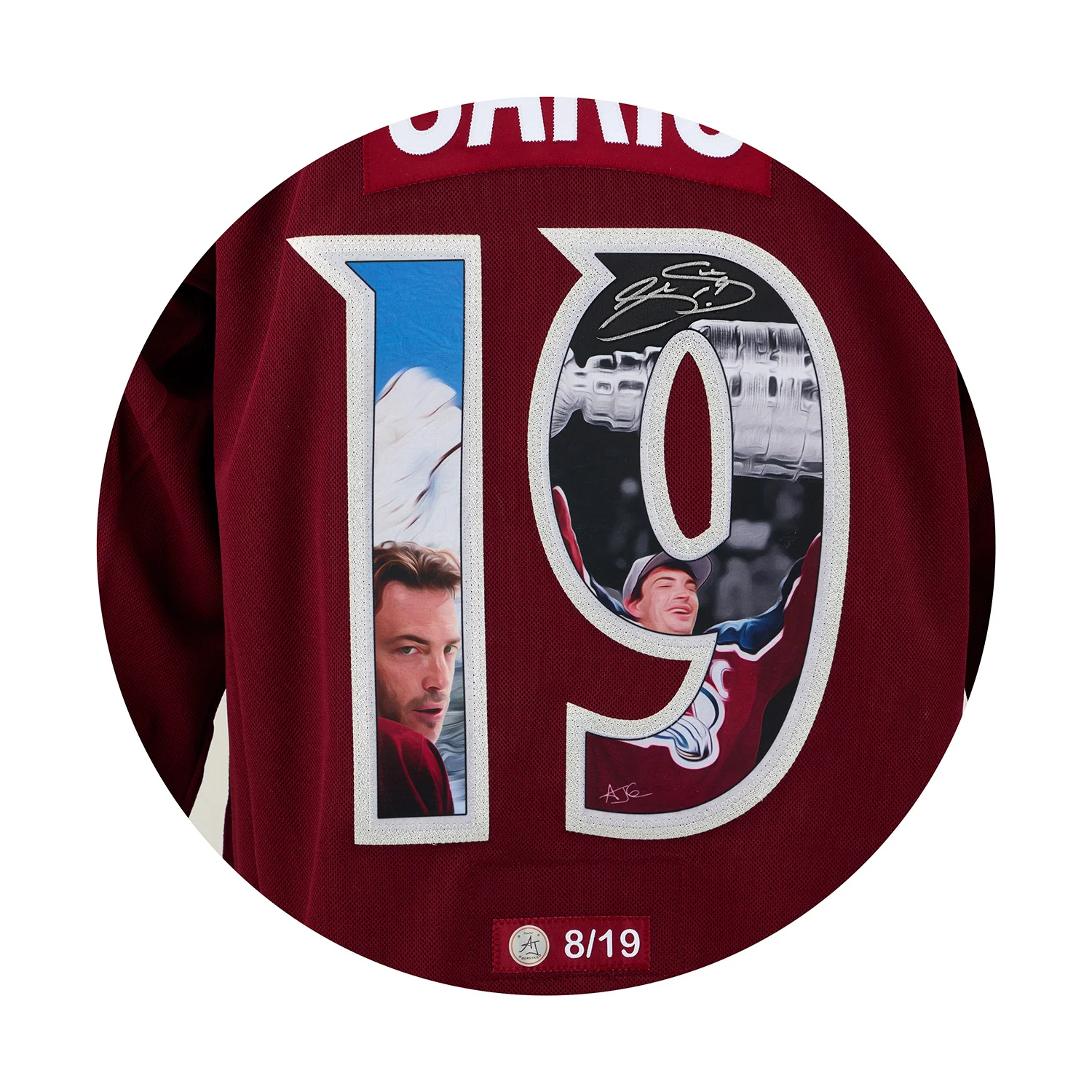 Joe Sakic Signed Colorado Avalanche Championship Portrait Art Jersey #8/19 - Image 3