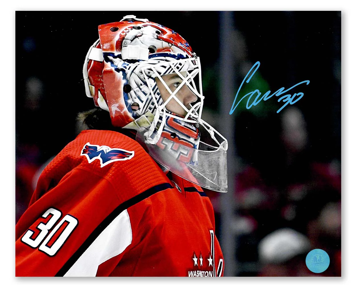Ilya Samsonov Autographed Washington Capitals Goalie Mask Profile 8x10 Photo