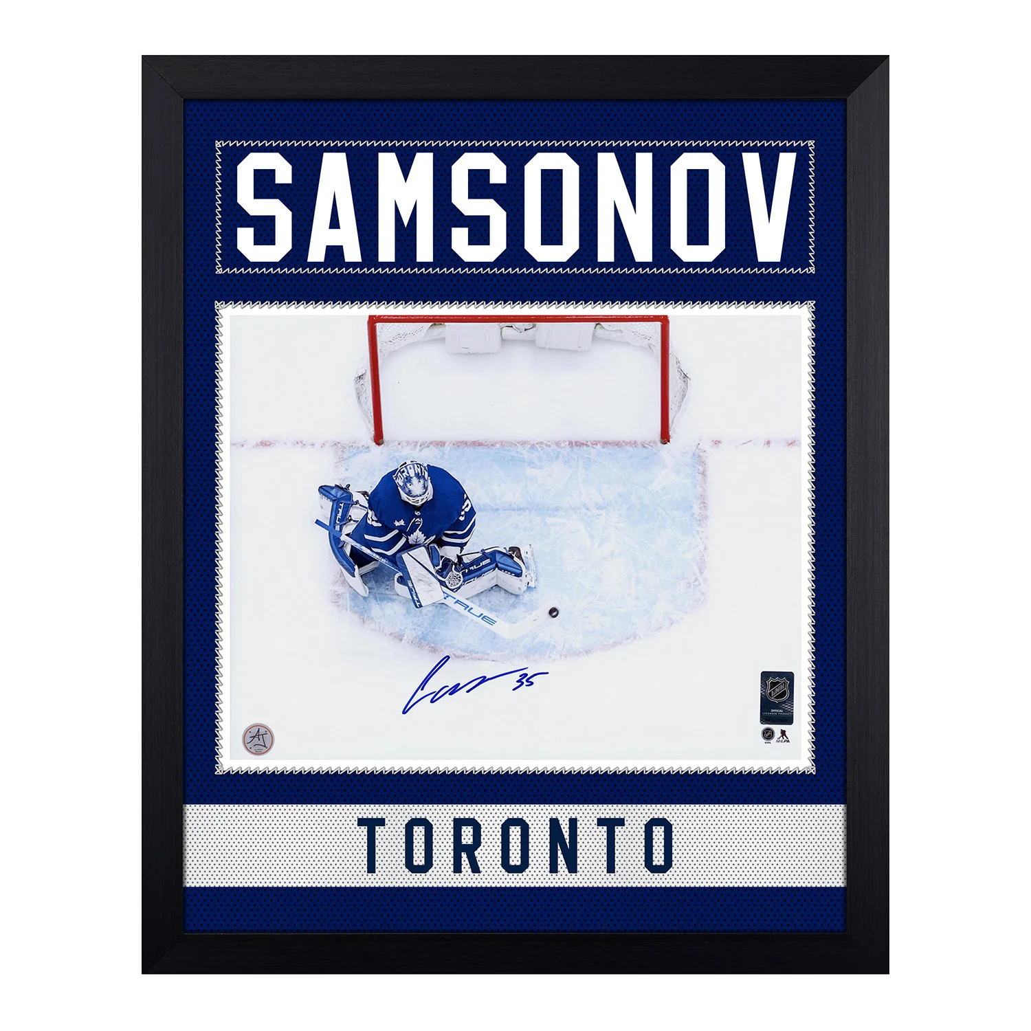 Ilya Samsonov Signed Toronto Maple Leafs Name Bar 19x23 Frame