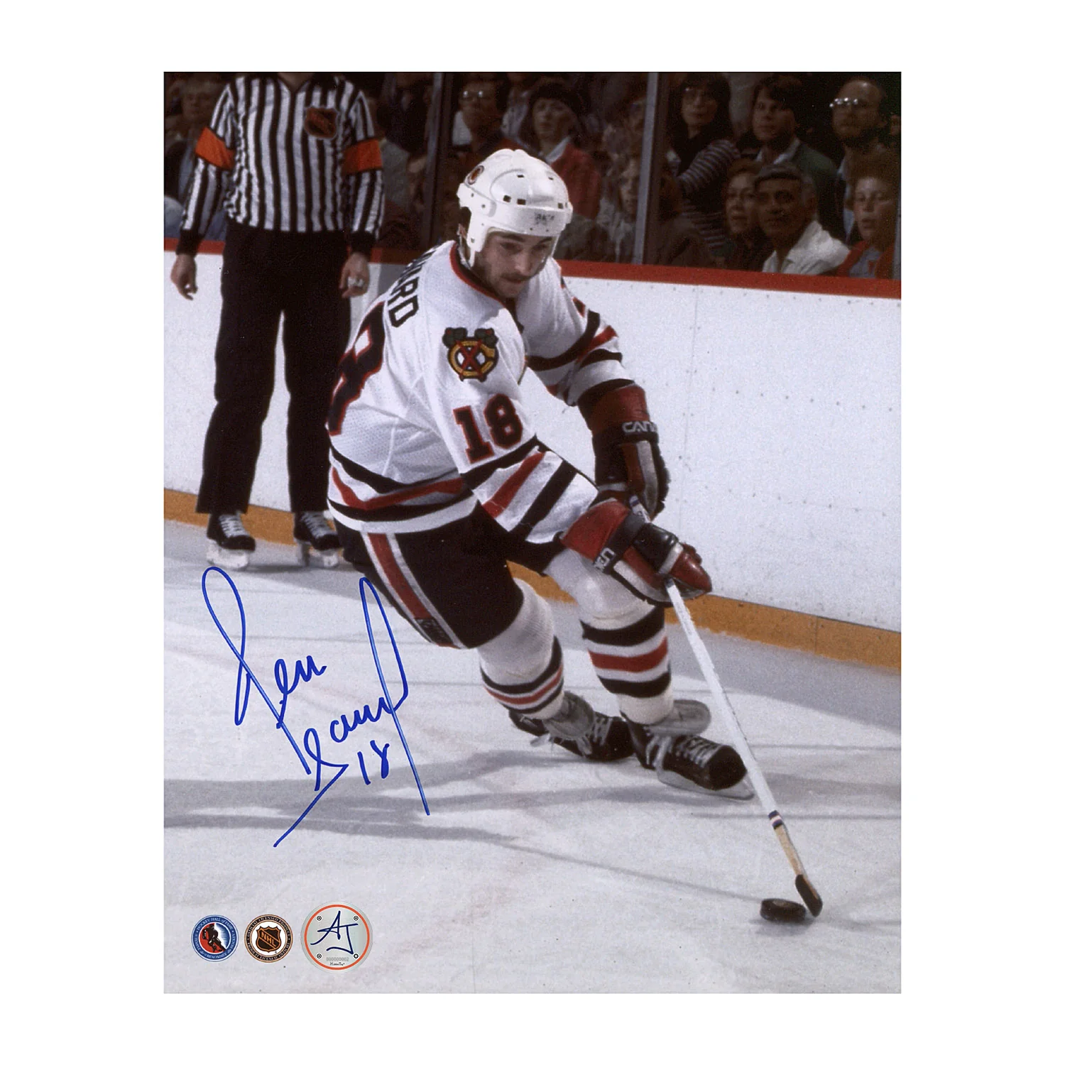 Denis Savard Autographed Chicago Blackhawks Stickhandling 8x10 Photo