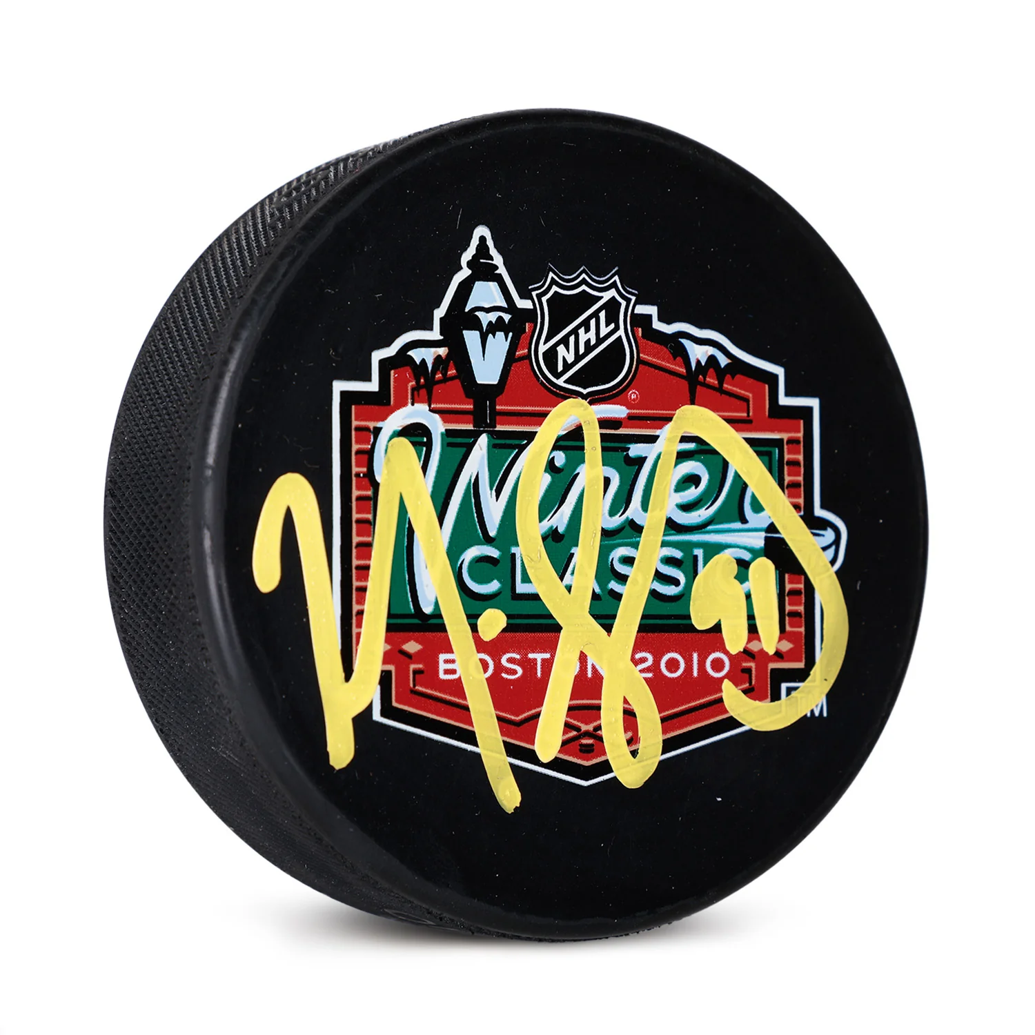 Marc Savard Signed Boston Bruins 2008 Winter Classic Souvenir Puck