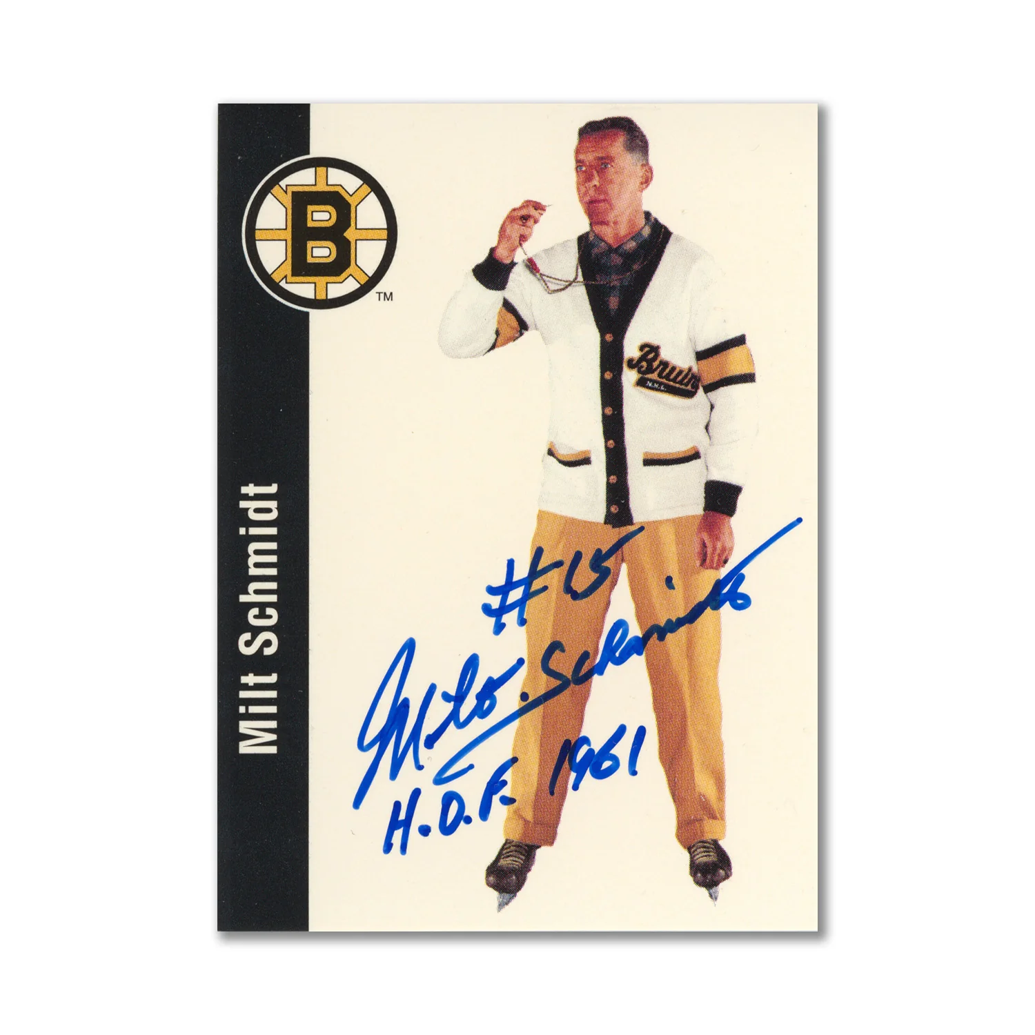 1994 Parkhurst Missing Link #21 Milt Schmidt Autographed Hockey Card