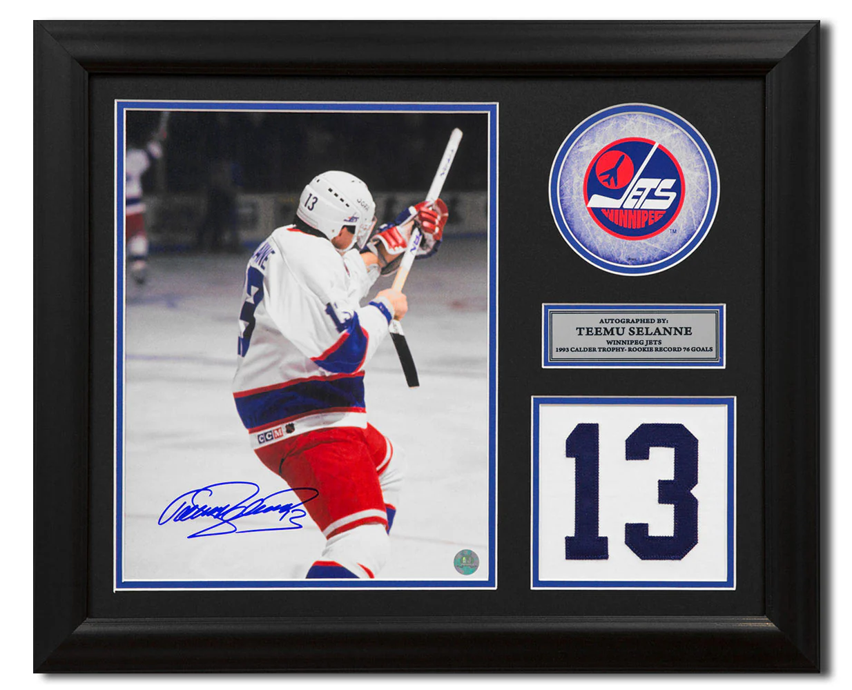 Teemu Selanne Signed Winnipeg Jets Game Day Number 20x24 Frame