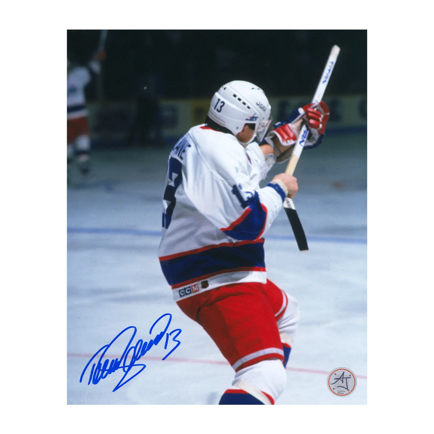 Teemu Selanne Signed Winnipeg Jets Rookie Goal Record Shooting 8x10 Photo