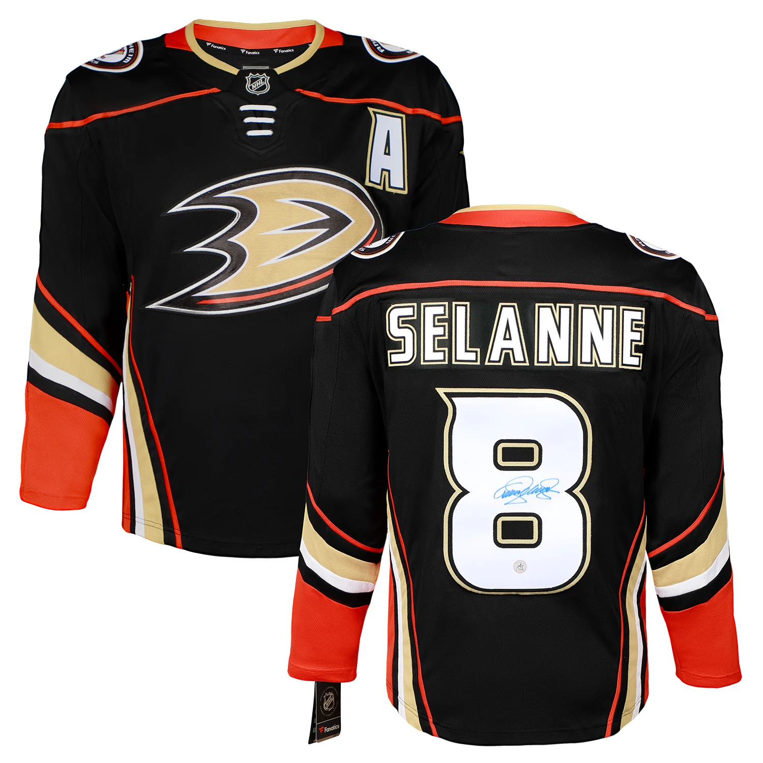 Teemu Selanne Signed Anaheim Ducks Black Fanatics Breakaway Jersey - Image 3