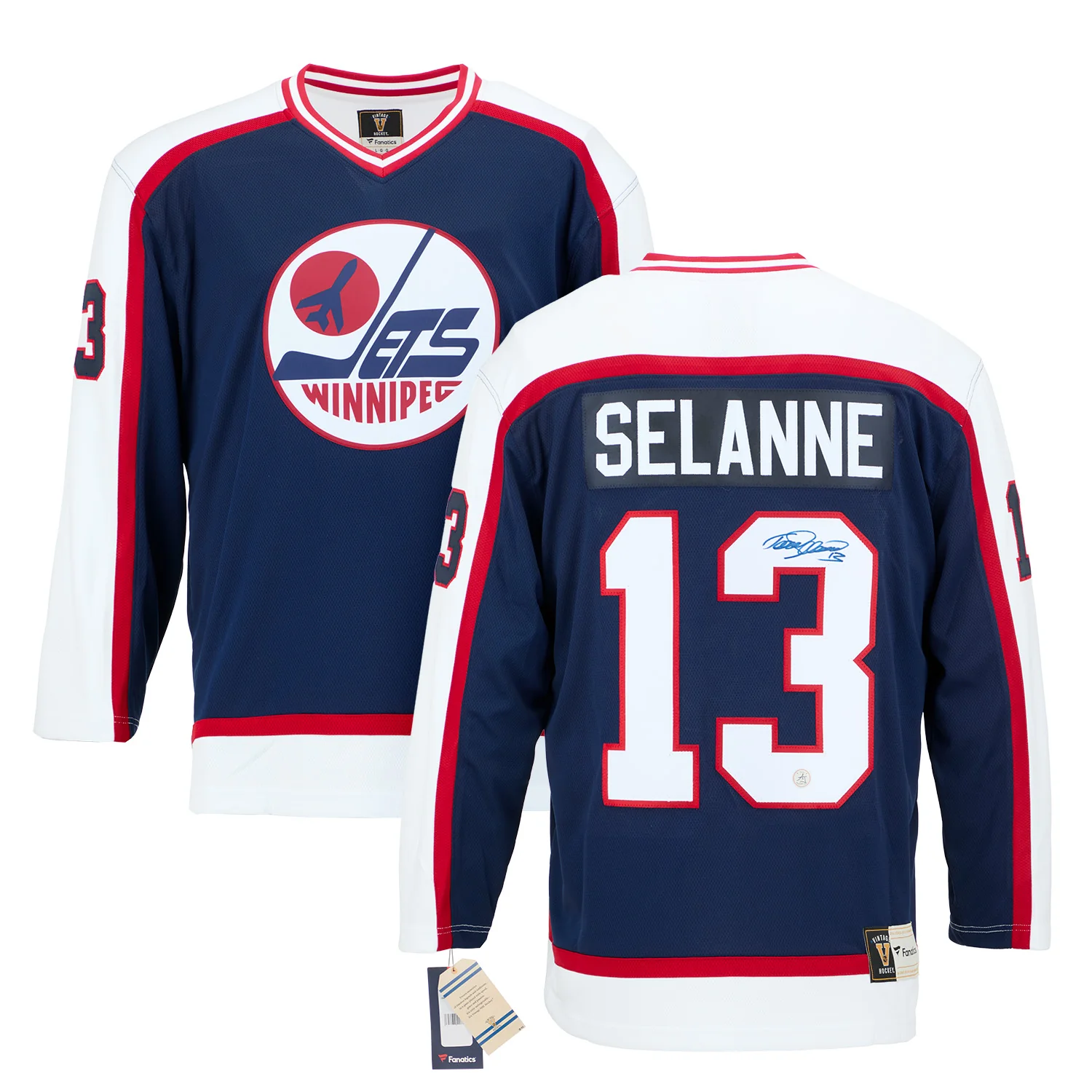 Teemu Selanne Autographed Winnipeg Jets Fanatics Throwback Jersey - Image 3