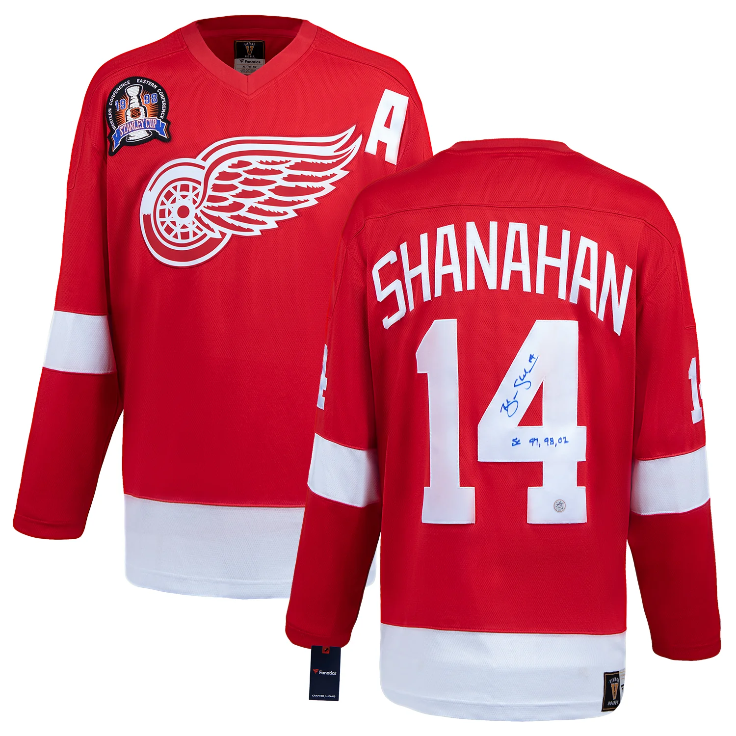 Brendan Shanahan Signed Detroit Red Wings Stanley Cup Throwback Fanatics Jersey - Image 3