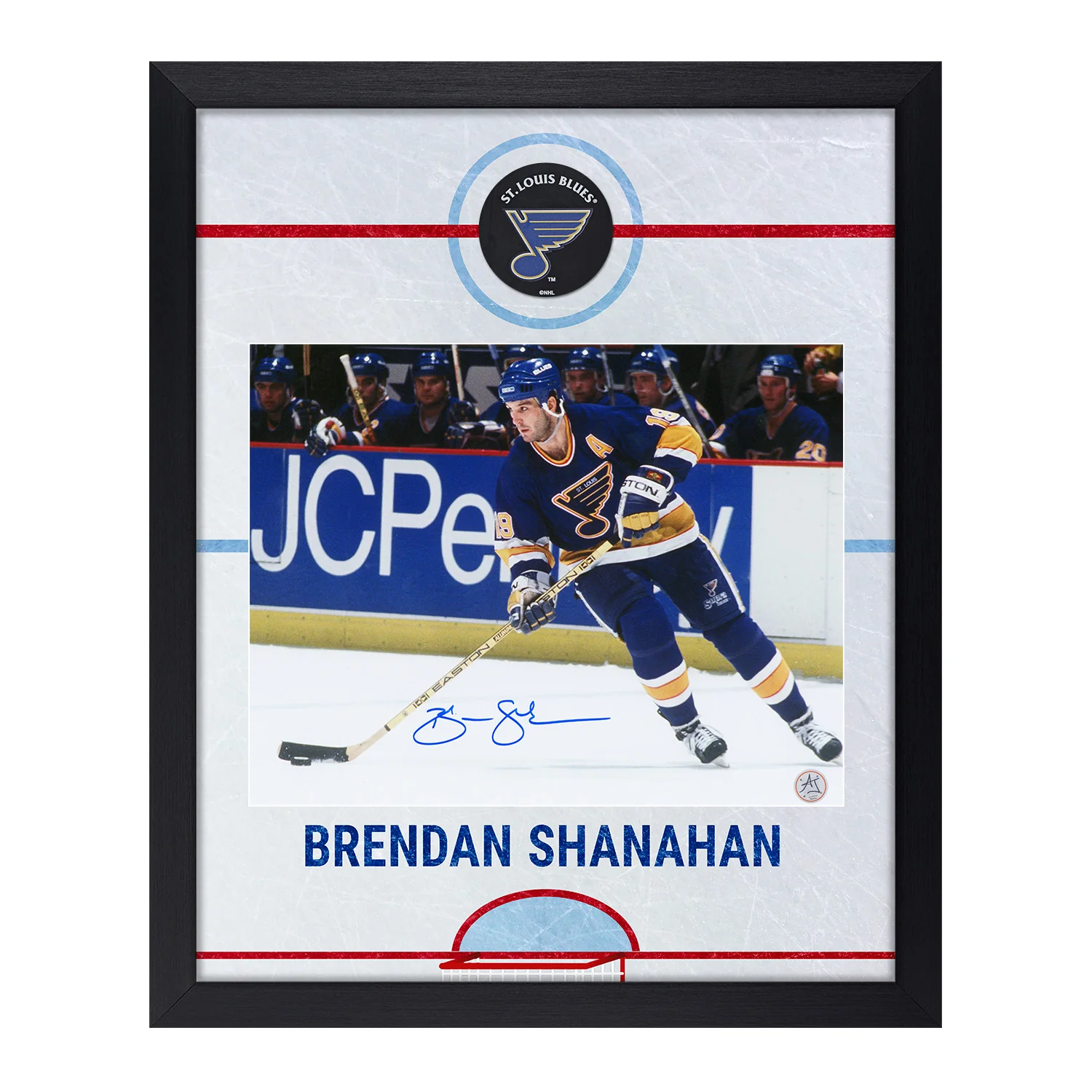 Brendan Shanahan Signed St Louis Blues Graphic Rink 19x23 Frame