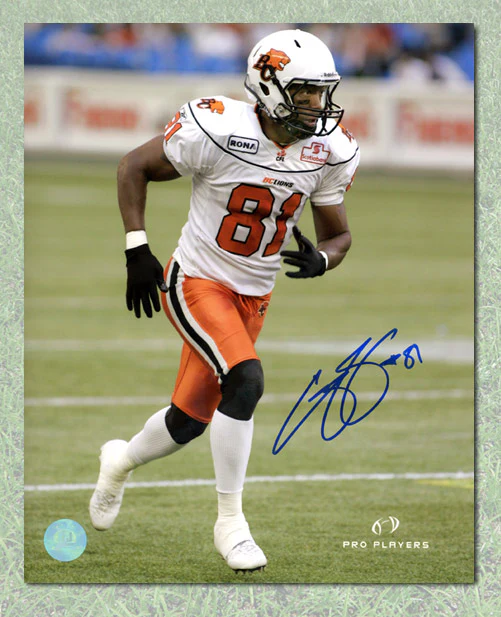 Geroy Simon Autographed BC Lions Football 8x10 Photo